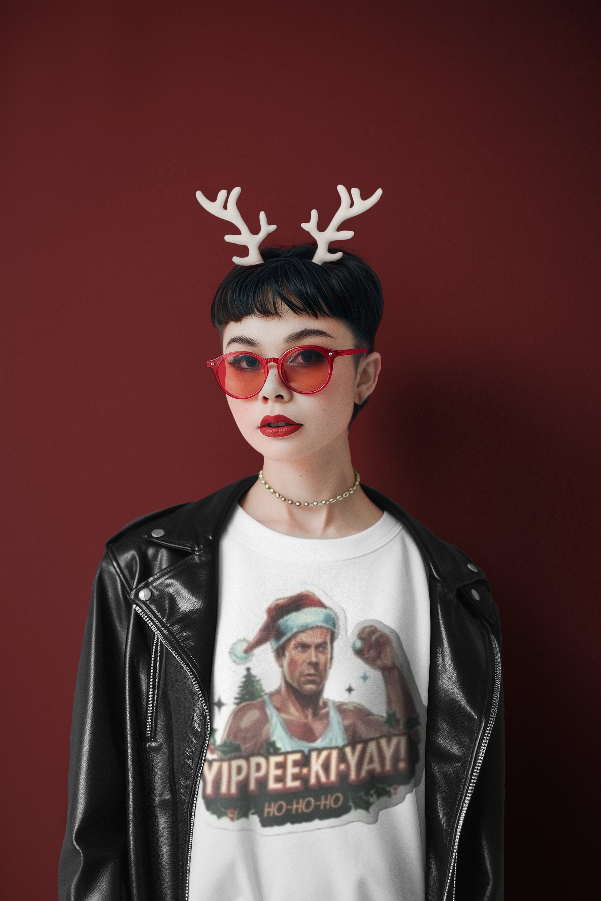 Holiday Action Movie Crewneck Sweatshirt — "Yippee-Kiyay! Ho-Ho-Ho" Graphic product thumbnail image