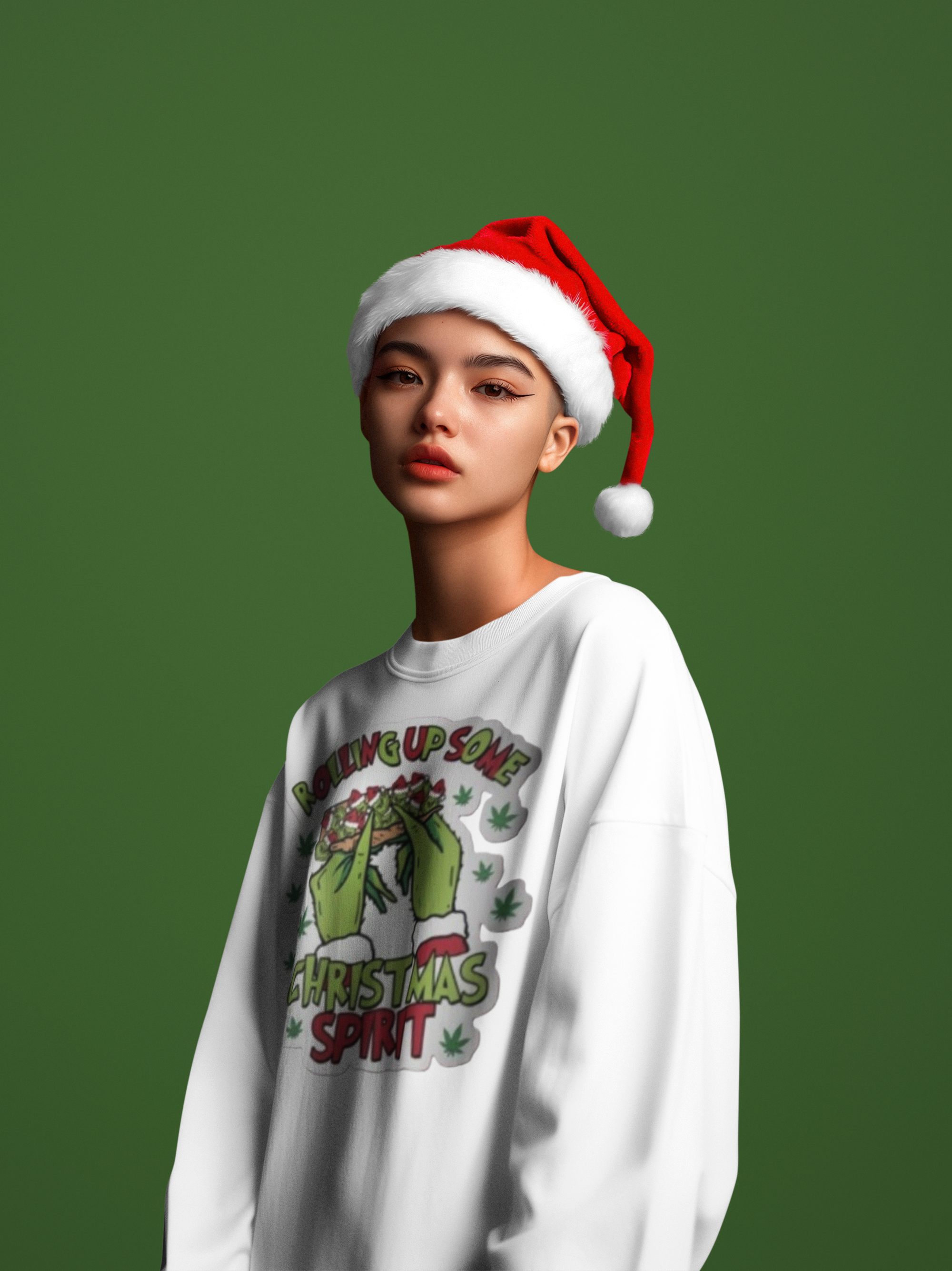 "Rollin' Up Some Christmas Spirit" Grinch-Inspired Holiday Pullover "Rollin' Up Some Christmas Spirit" Grinch-Inspired Holiday Pullover