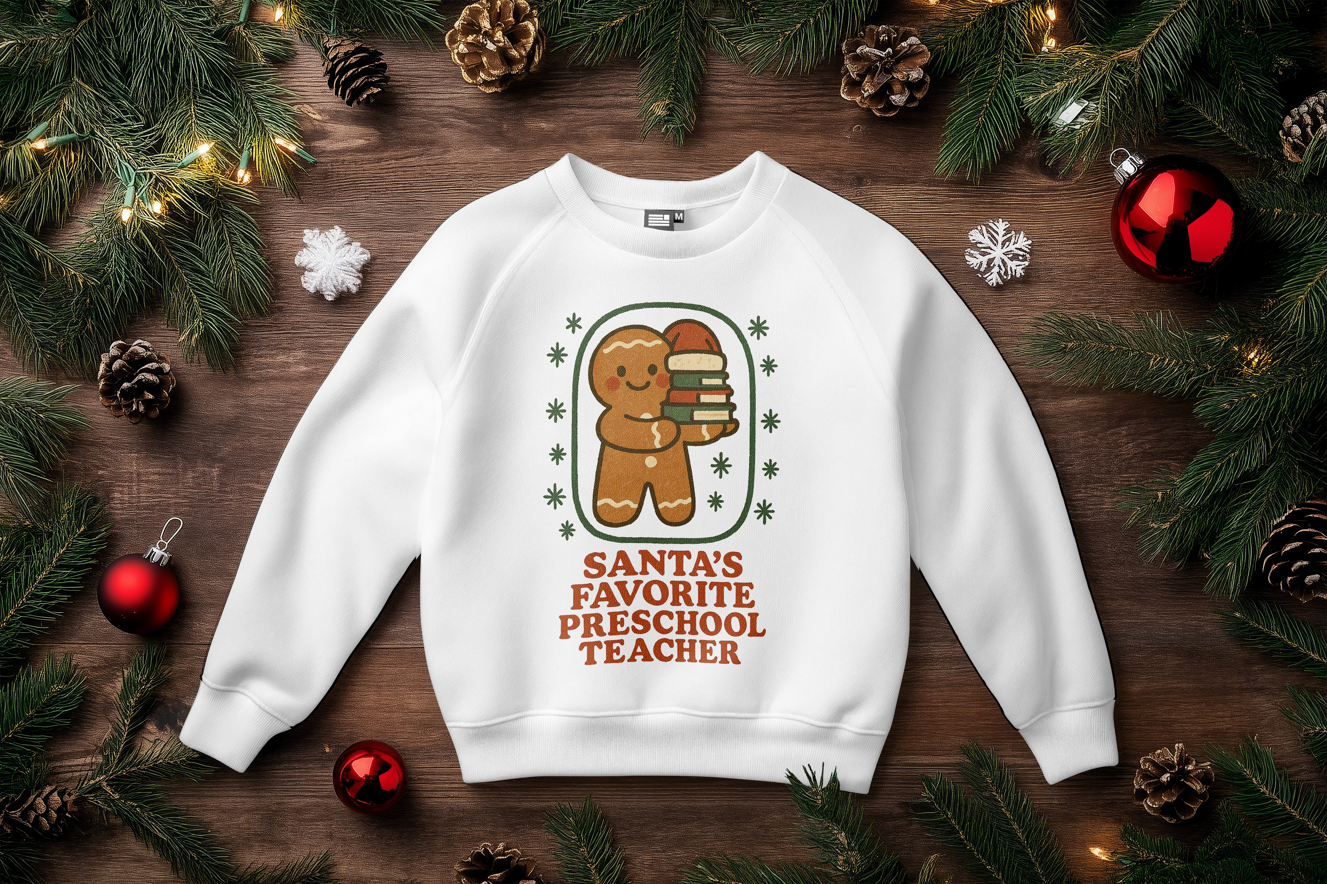 Preschool Teacher Christmas Sweatshirt — "Santa’s Favorite Preschool Teacher" Gingerbread Design product thumbnail image Preschool Teacher Christmas Sweatshirt — "Santa’s Favorite Preschool Teacher" Gingerbread Design product thumbnail image