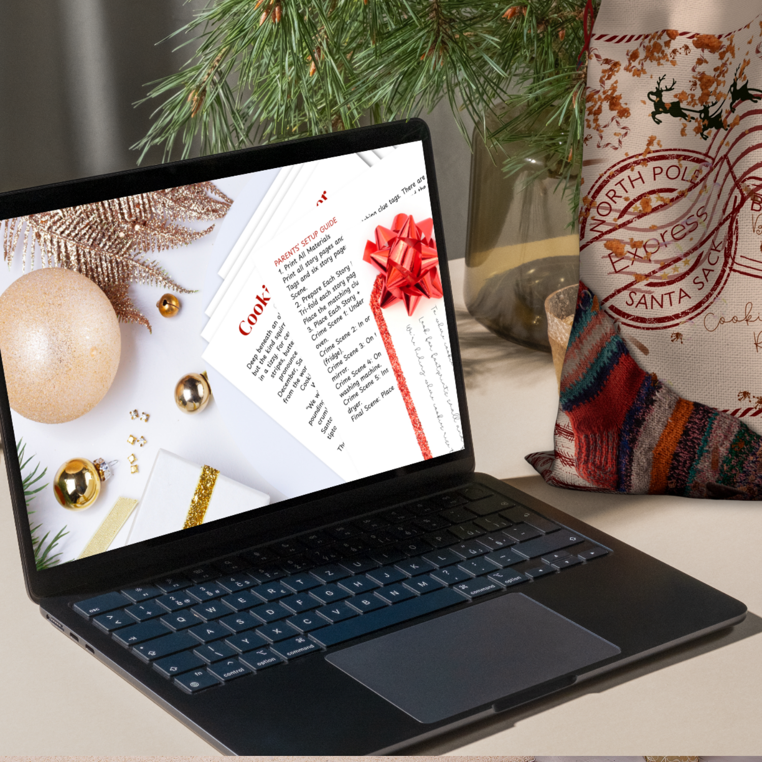 Santa Sack Treasure Hunt Christmas Bag | Cookie Elf Capper Bag and Printable Story Adventure