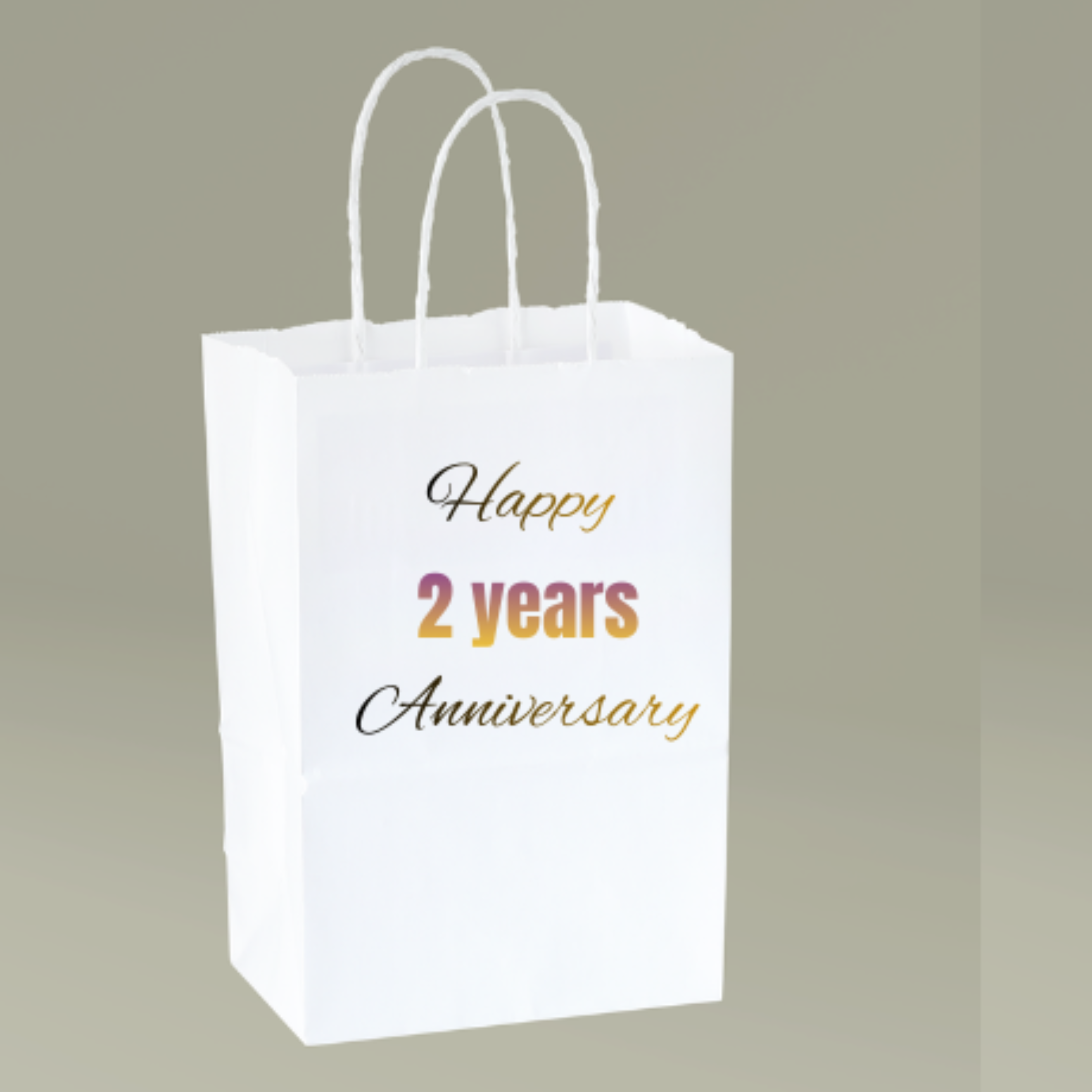 2 Years Anniversary Paper Gift Bag – Elegant Happy 2 Years Celebration Favor Bag product thumbnail image