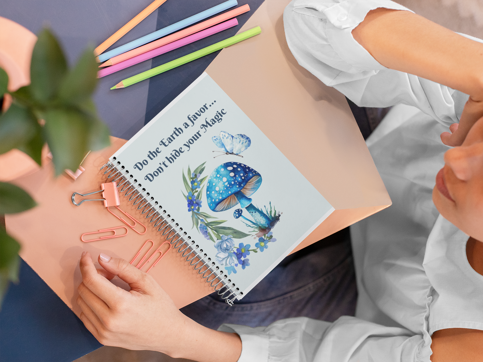 Do the Earth a favor Don’t hide your Magic Spiral Notebook | Mushroom Butterfly Floral Journal product thumbnail image