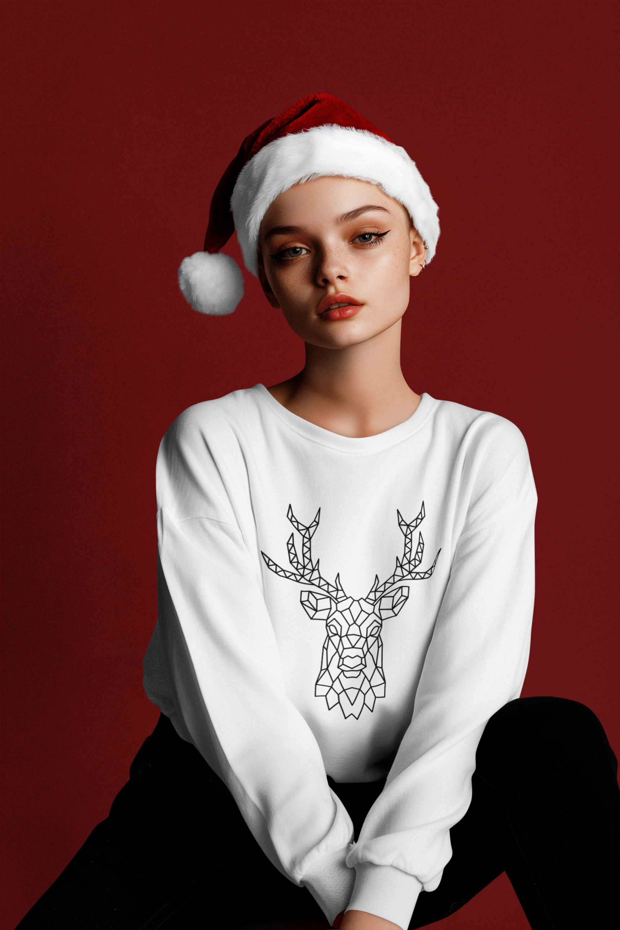 Geometric Stag T-Shirt – Minimal Line Deer Graphic Tee product thumbnail image