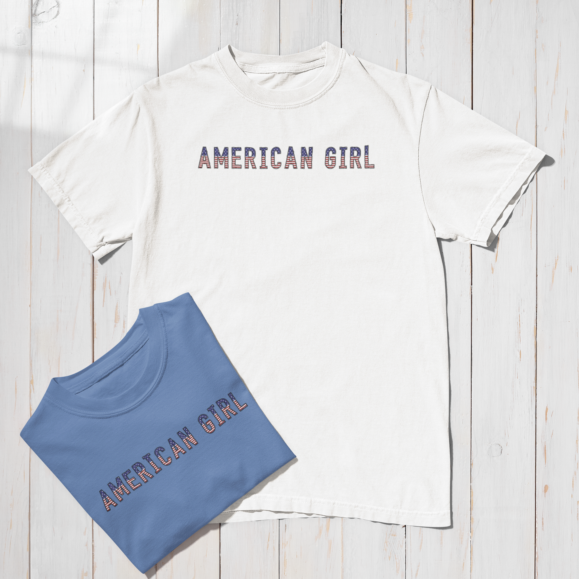 American Girl T-Shirt | Patriotic Stars &amp; Stripes Fourth of July Tee product thumbnail image