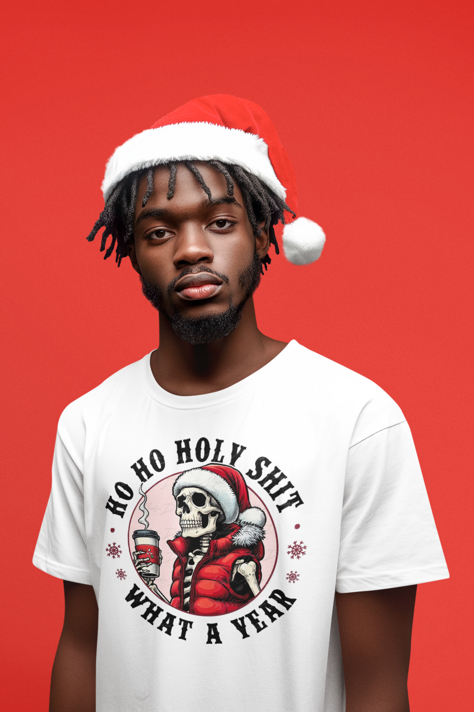  “Ho Ho Holy Shit, What a Year” Skeleton Santa Holiday Sweatshirt
