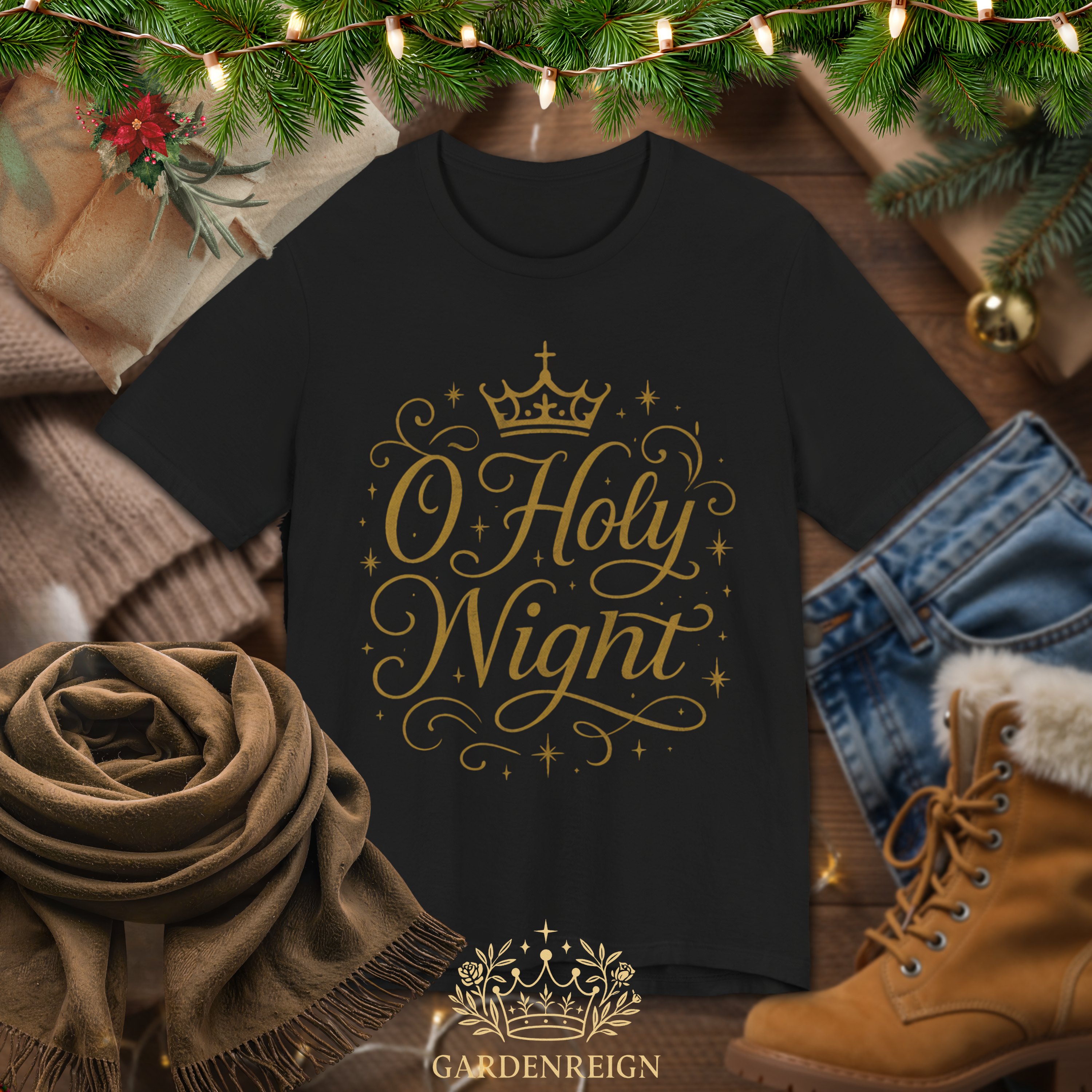 O Holy Night Christian Shirt • Vintage Ornate Christmas Tee • Elegant Faith Shirt for Women • Garden Reign Christmas Apparel product thumbnail image O Holy Night Christian Shirt • Vintage Ornate Christmas Tee • Elegant Faith Shirt for Women • Garden Reign Christmas Apparel product thumbnail image