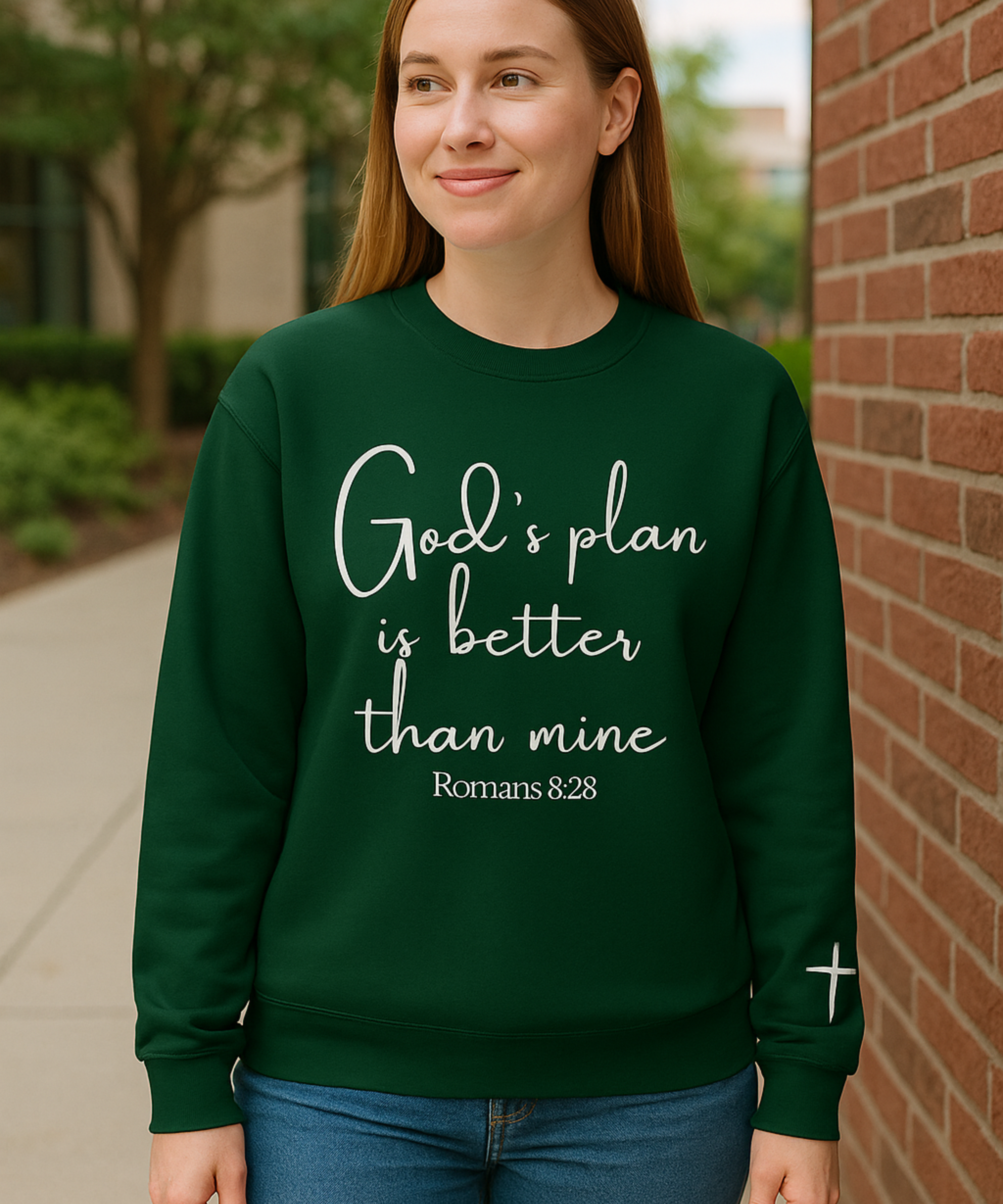 God's Plan Is Better Than Mine Sweatshirt – Romans 8:28 Bible Verse Crewneck – Christian Faith Hoodie – Gift for Her – Inspirational Religious Apparel product thumbnail image