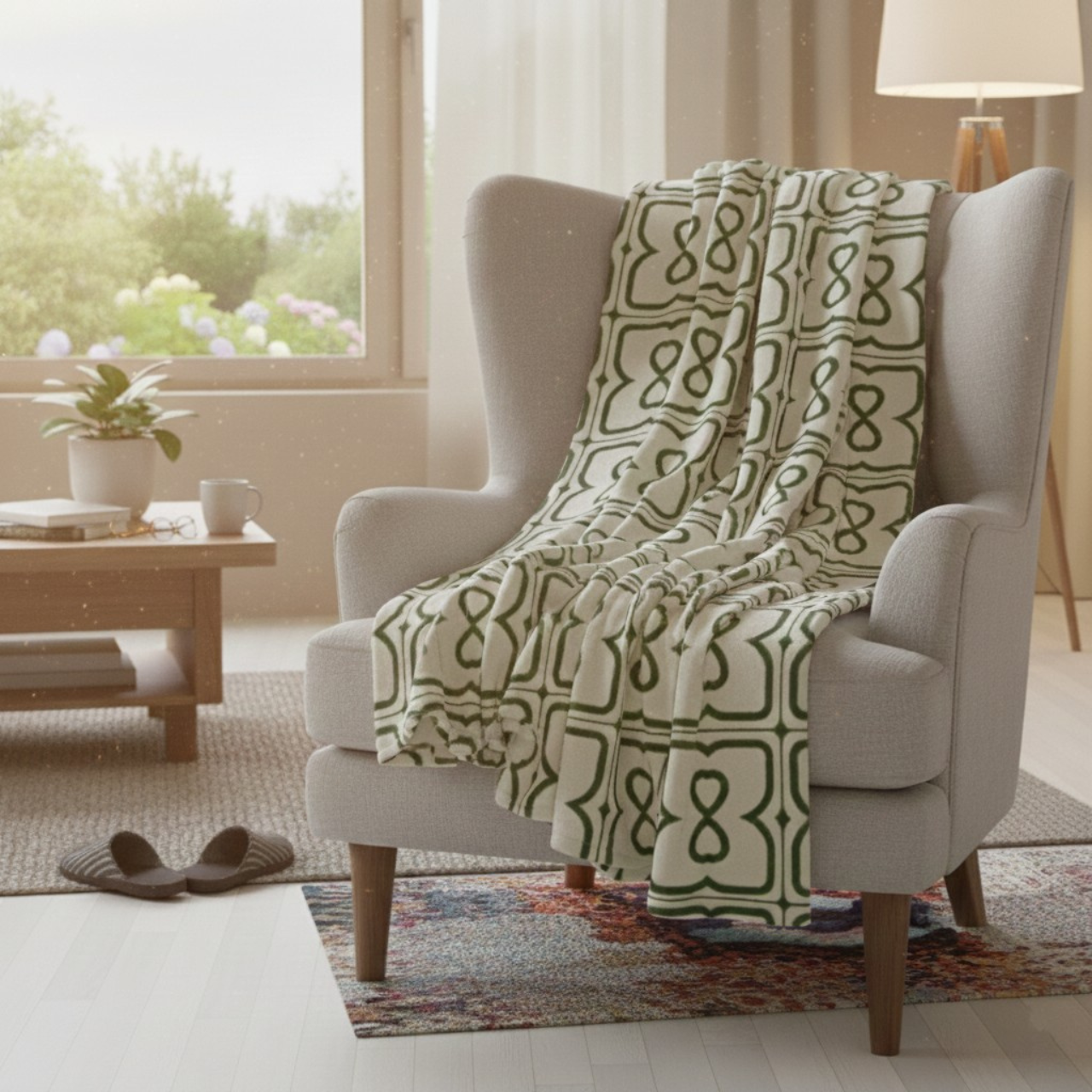 Sage Green EL Line - Velveteen Plush Blanket product thumbnail image Sage Green EL Line - Velveteen Plush Blanket product thumbnail image