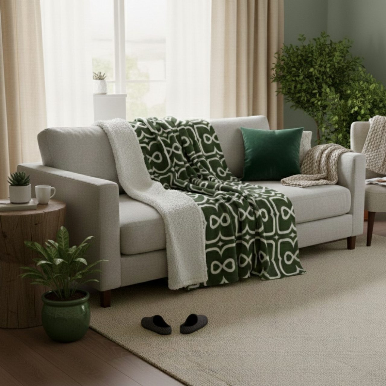 Sage Green EL Line - Fleece Sherpa Blanket product thumbnail image Sage Green EL Line - Fleece Sherpa Blanket product thumbnail image