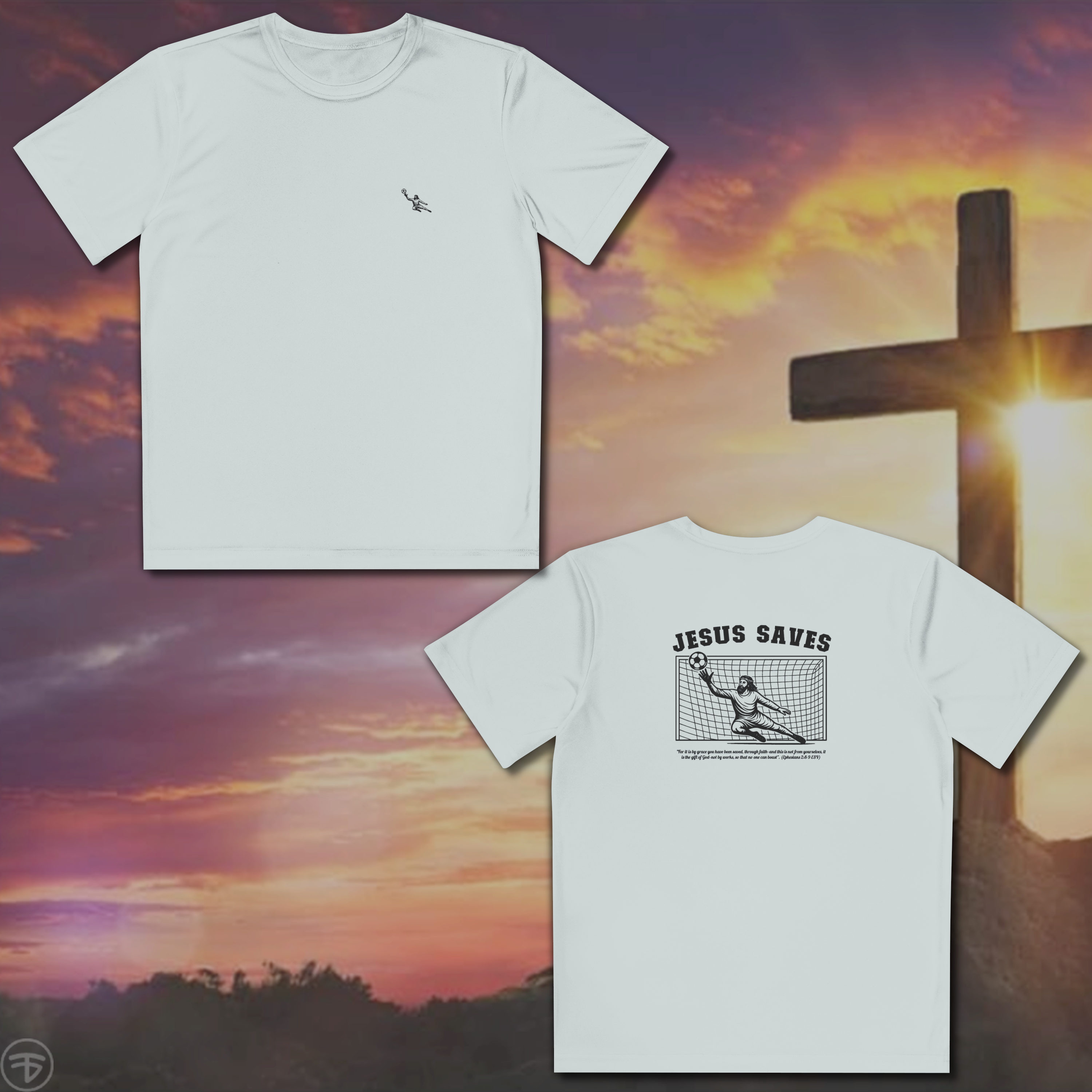 Jesus Saves Soccer Adult Dri Fit Athletic Tee 