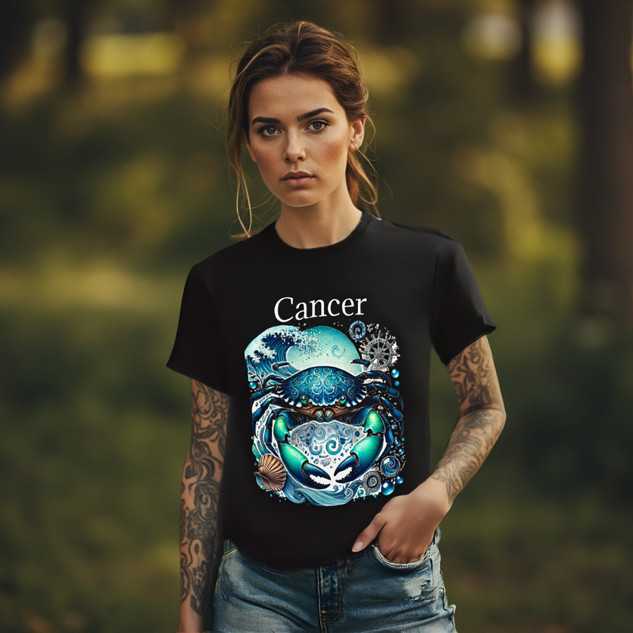 Cancer Zodiac Tee — Astrology T-Shirt by Roger Sampson product thumbnail image