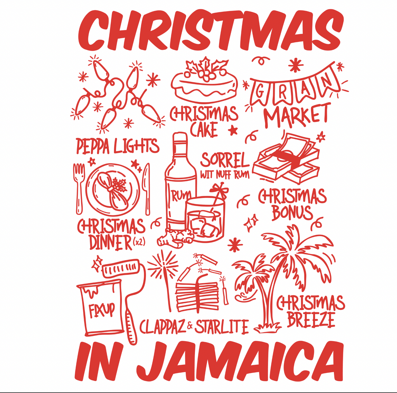 Christmas in Jamaica Unisex Heavy Cotton Tee, Holiday Gift, Jamaican Christmas Apparel, Unisex Tee product thumbnail image