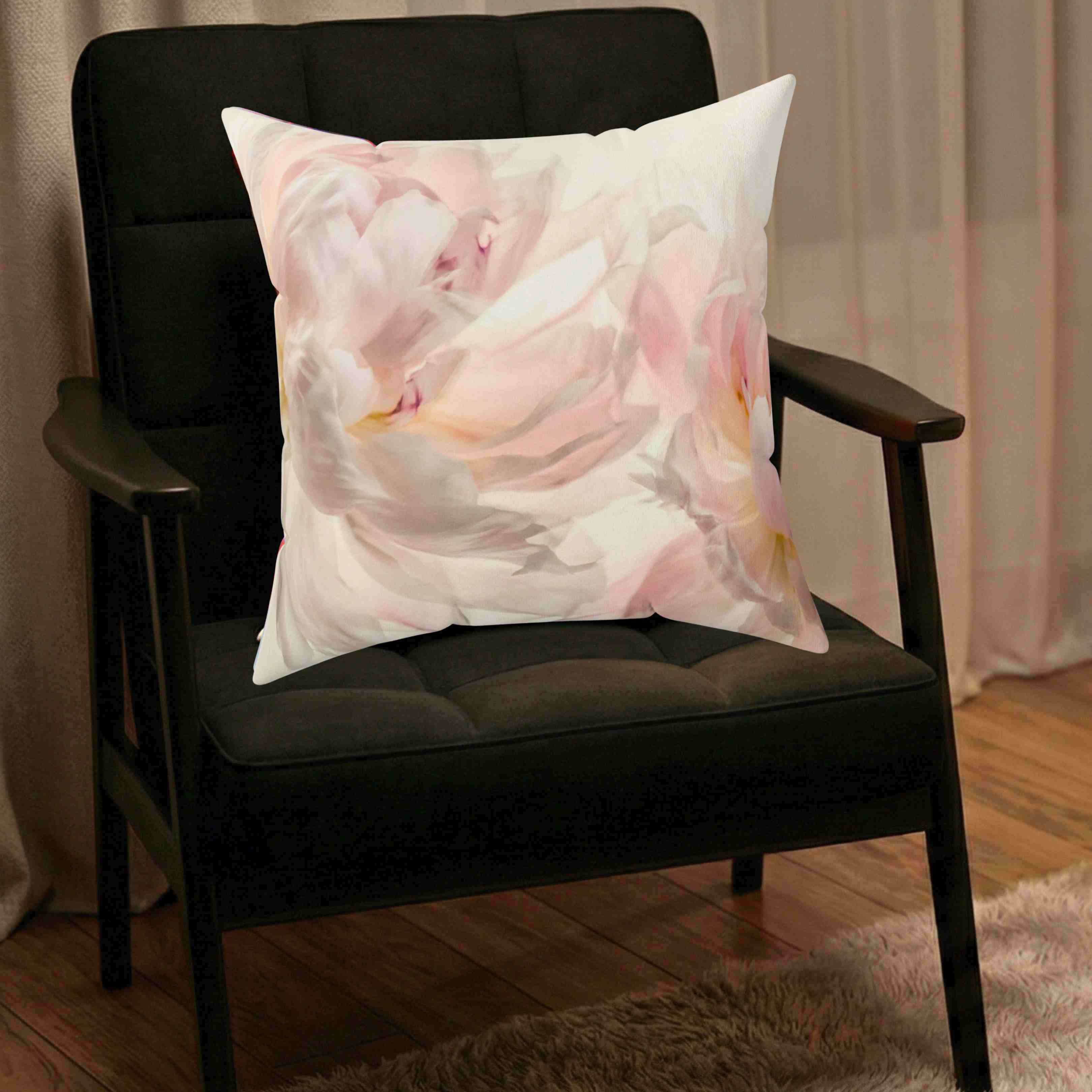 Soft Abstract Pink Peony Throw Pillow | Floral Decorative Cushion product thumbnail image