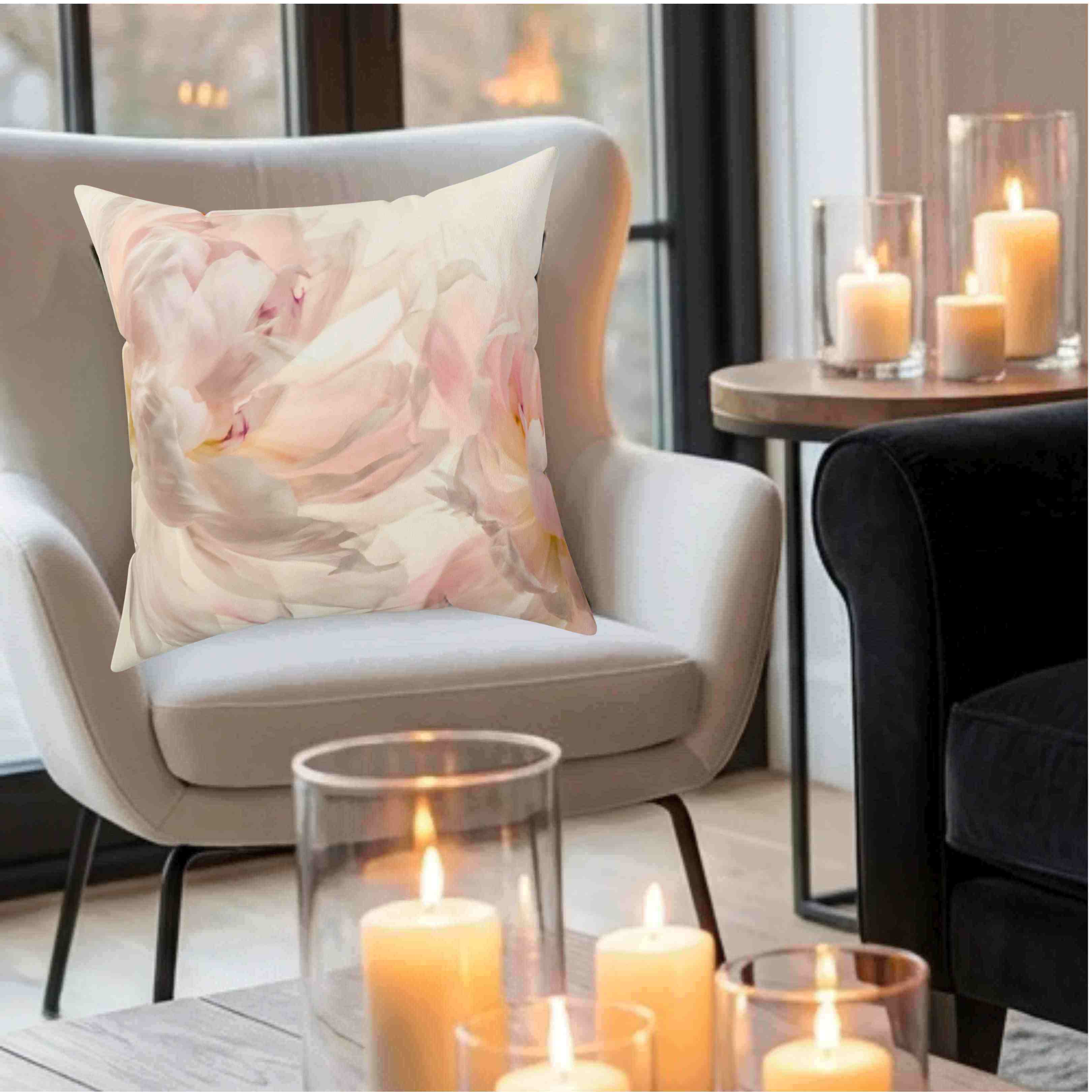 Soft Abstract Pink Peony Throw Pillow | Floral Decorative Cushion product thumbnail image