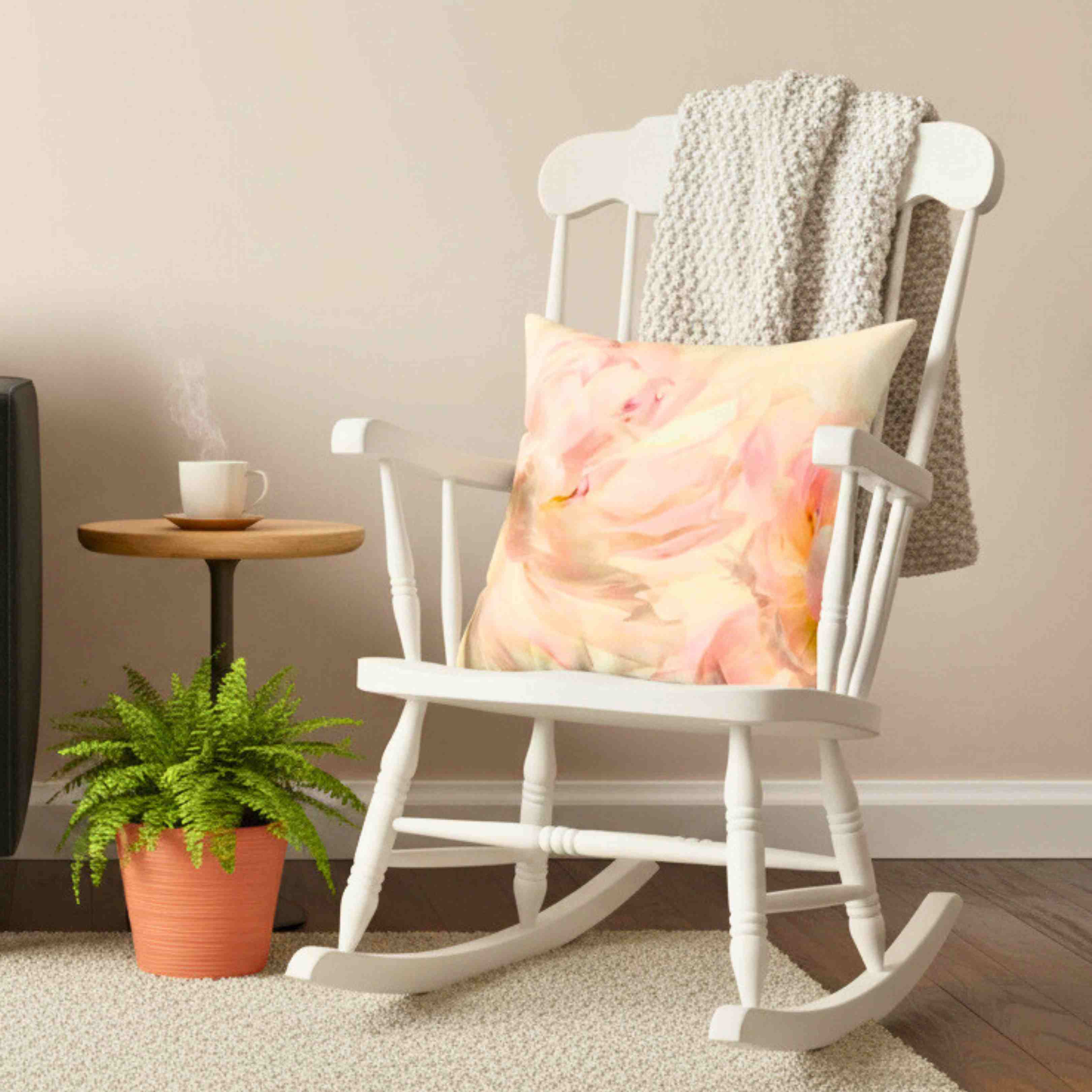 Soft Abstract Pink Peony Throw Pillow | Floral Decorative Cushion product thumbnail image