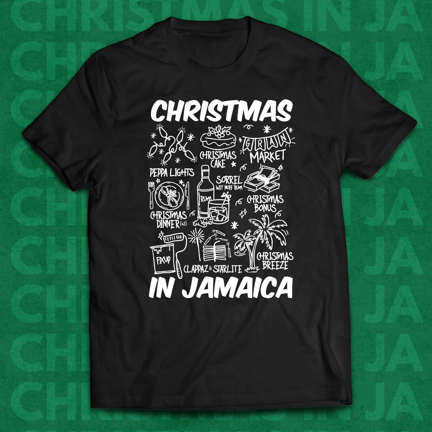 Christmas in Jamaica Unisex Heavy Cotton Tee, Holiday Gift, Jamaican Christmas Apparel, Unisex Tee product thumbnail image Christmas in Jamaica Unisex Heavy Cotton Tee, Holiday Gift, Jamaican Christmas Apparel, Unisex Tee product thumbnail image