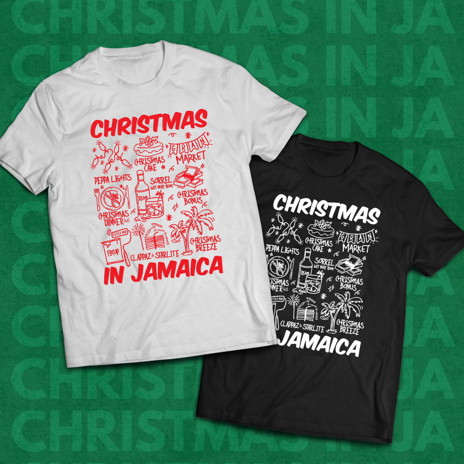 Christmas in Jamaica Unisex Heavy Cotton Tee, Holiday Gift, Jamaican Christmas Apparel, Unisex Tee product thumbnail image