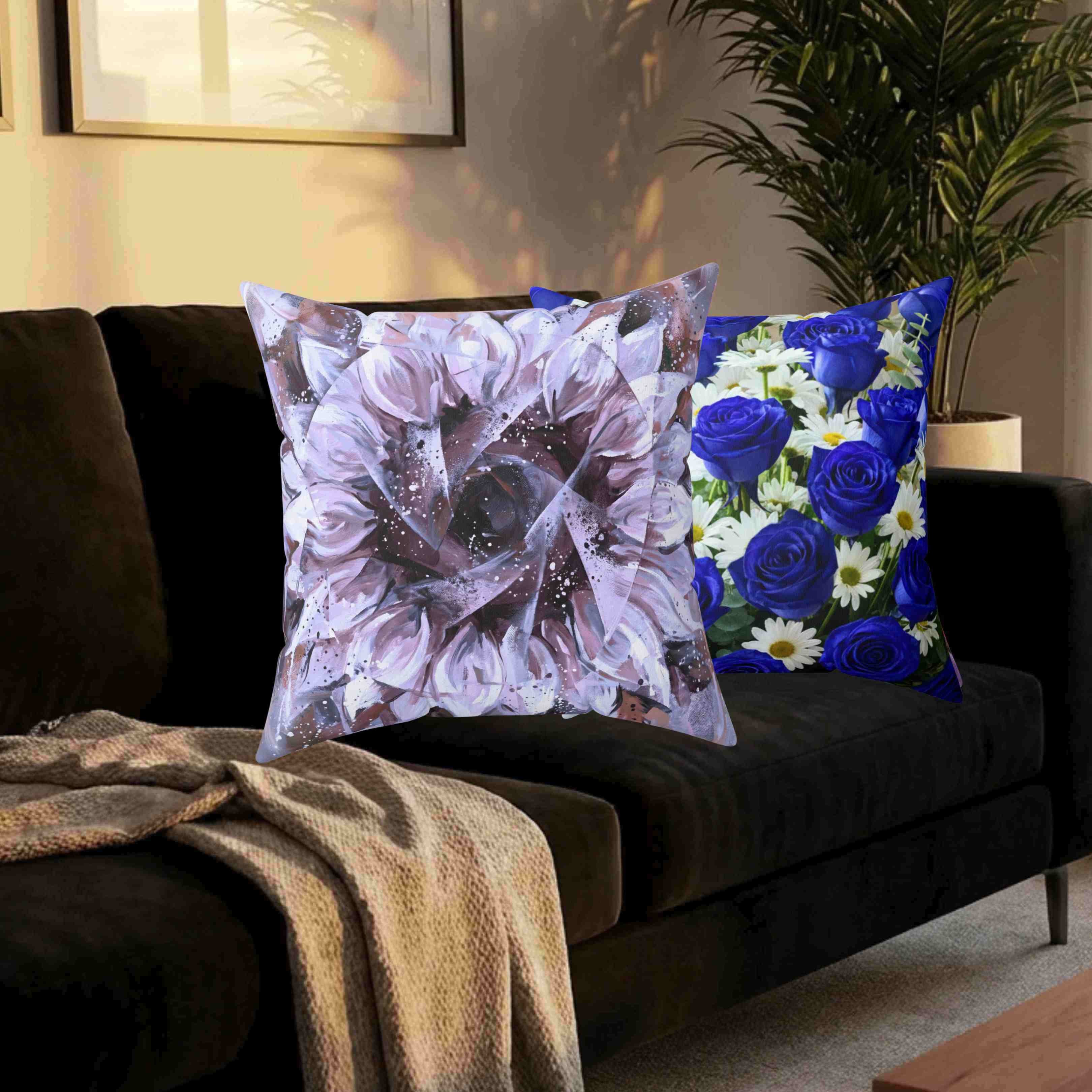 Sunflower Kaleidoscope Spun Polyester Pillow | Yellow Floral Accent product thumbnail image
