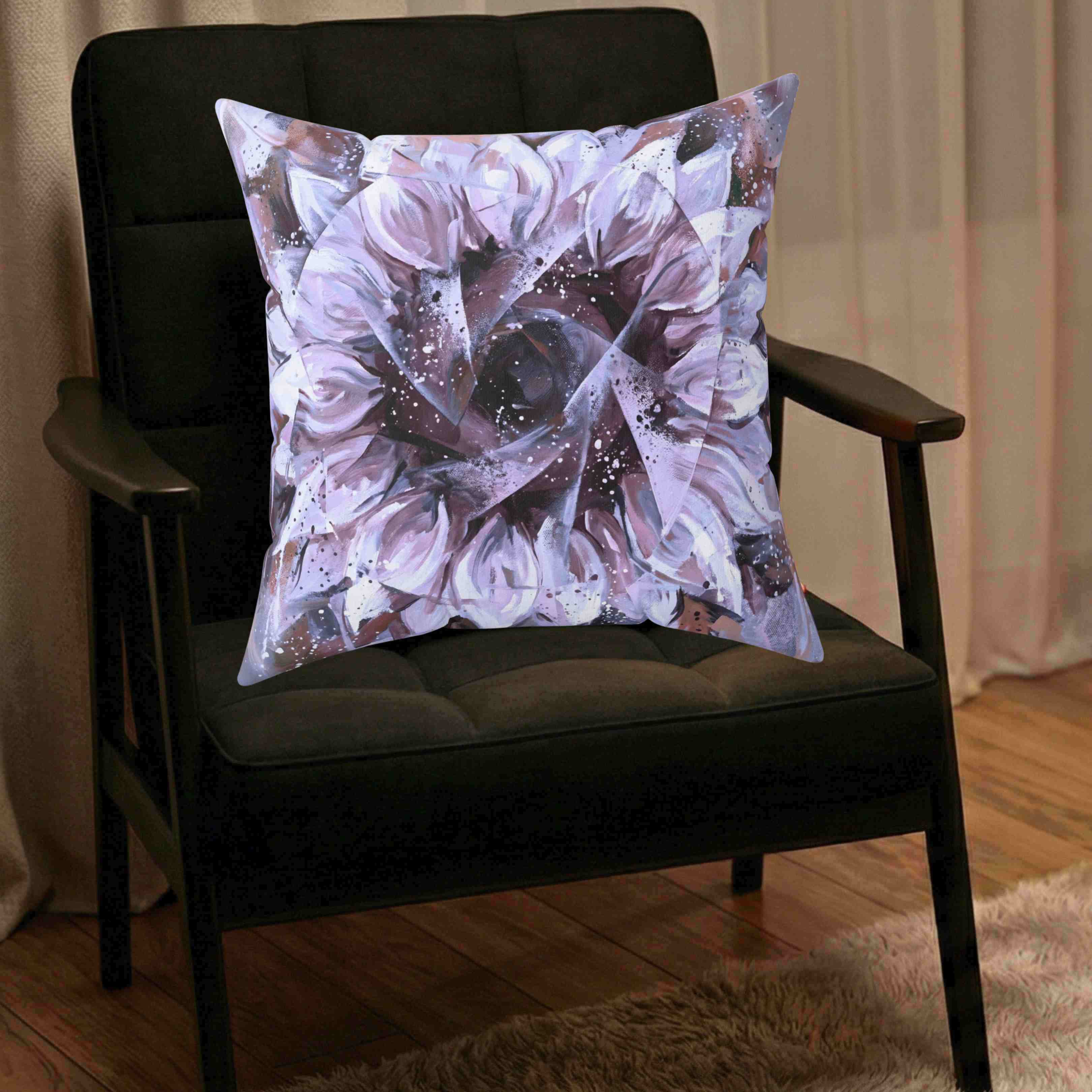 Sunflower Kaleidoscope Spun Polyester Pillow | Yellow Floral Accent product thumbnail image