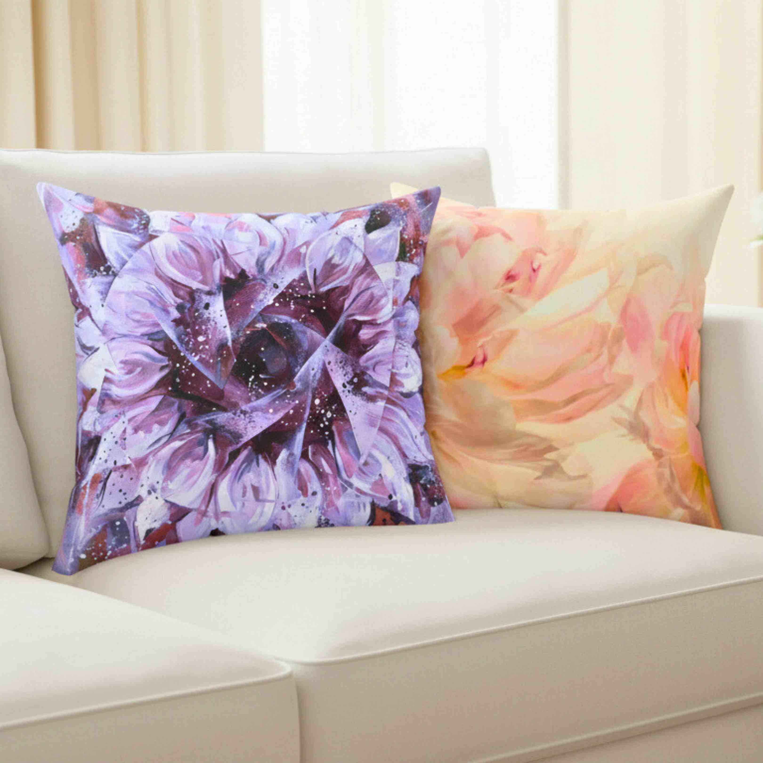 Sunflower Kaleidoscope Spun Polyester Pillow | Yellow Floral Accent product thumbnail image