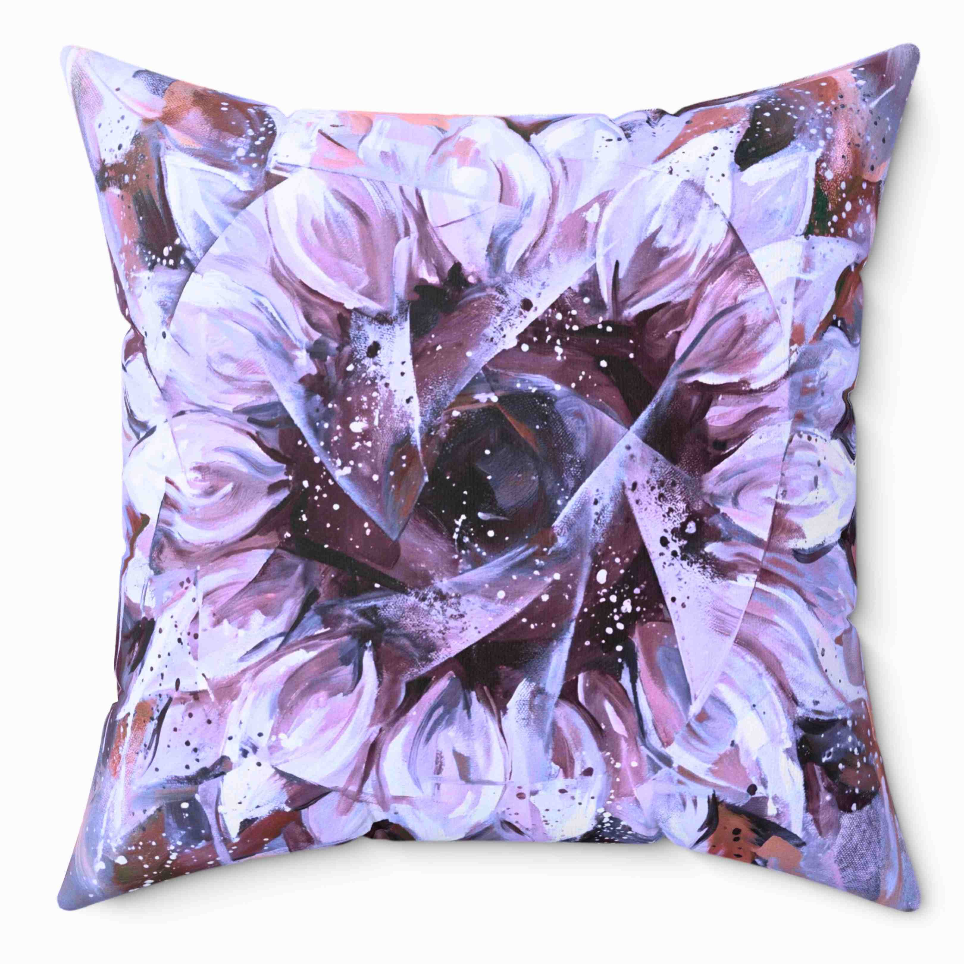 Sunflower Kaleidoscope Spun Polyester Pillow | Yellow Floral Accent product thumbnail image