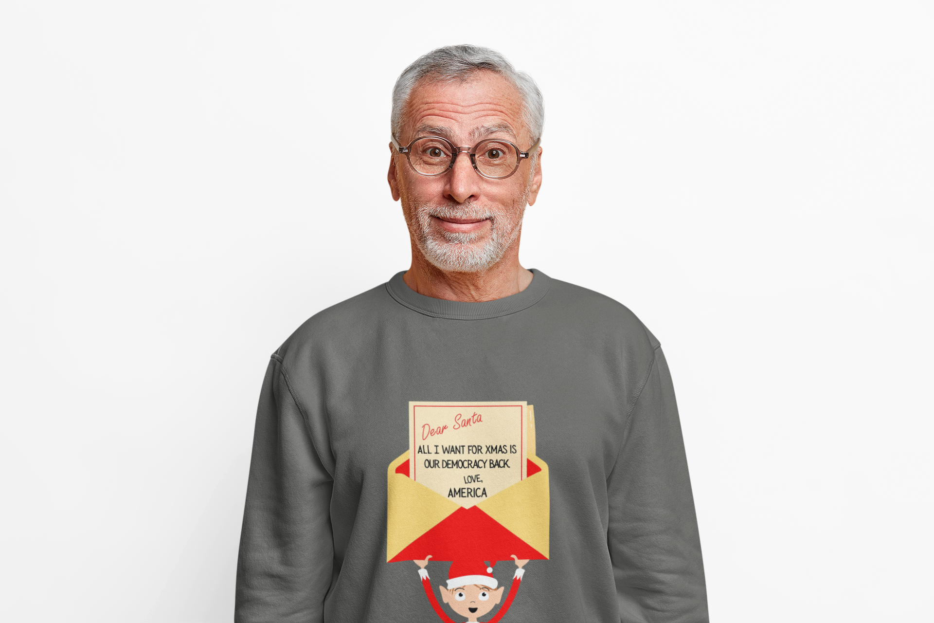 Funny Dear Santa All I Want For Xmas Is Our Democracy Back Novelty Cotton Blend, Soft Sweatshir product thumbnail image