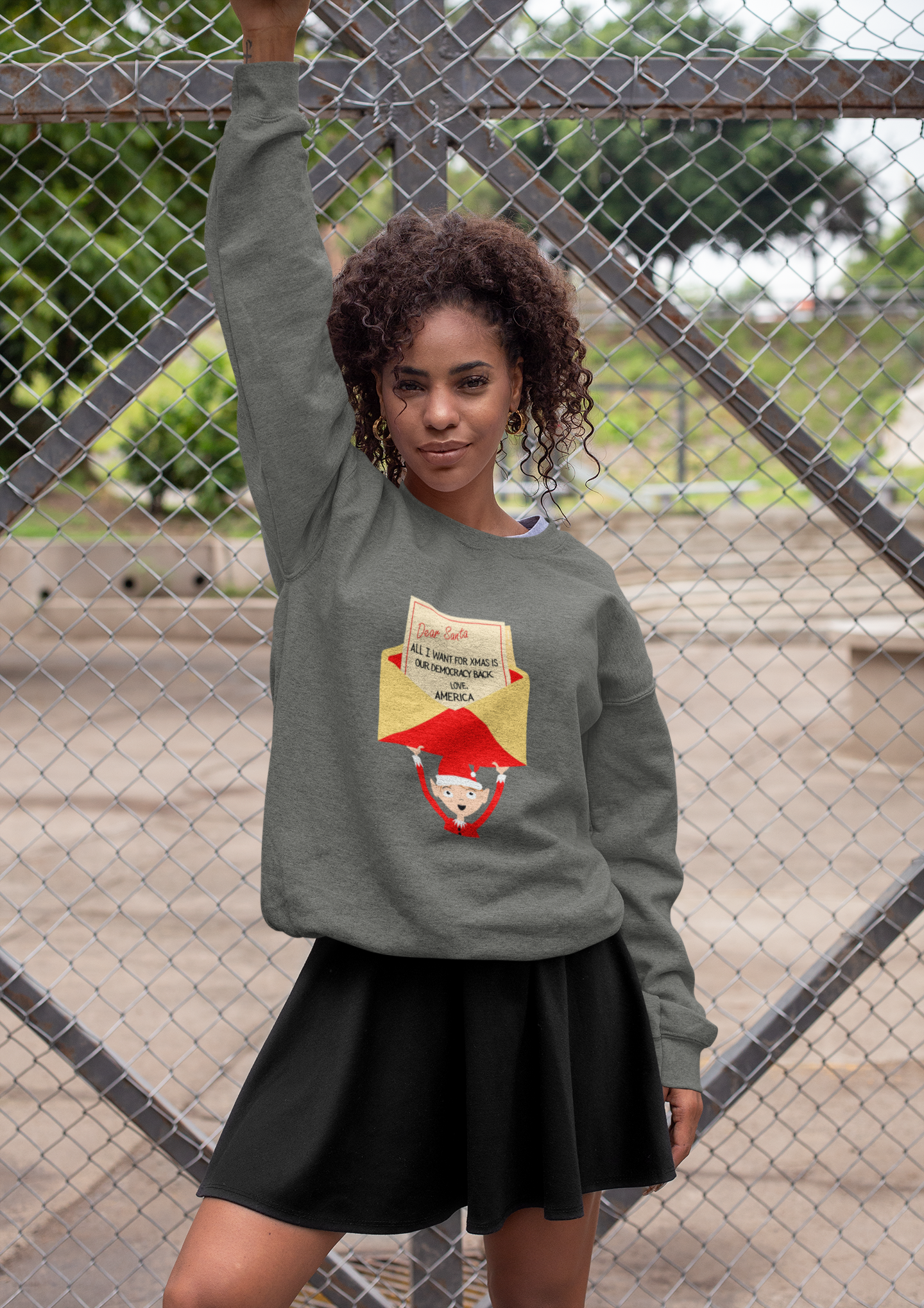 Funny Dear Santa All I Want For Xmas Is Our Democracy Back Novelty Cotton Blend, Soft Sweatshir product thumbnail image