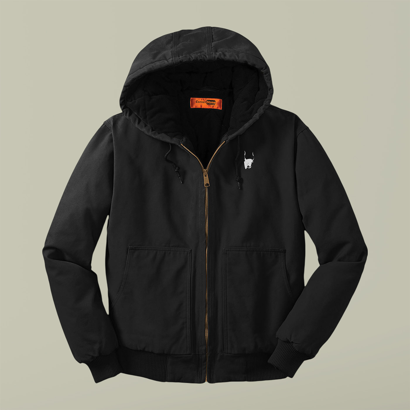 Aurochs Embroidered Work Hoodie - Durable Duck Cloth Zip-Up Jacket product thumbnail image