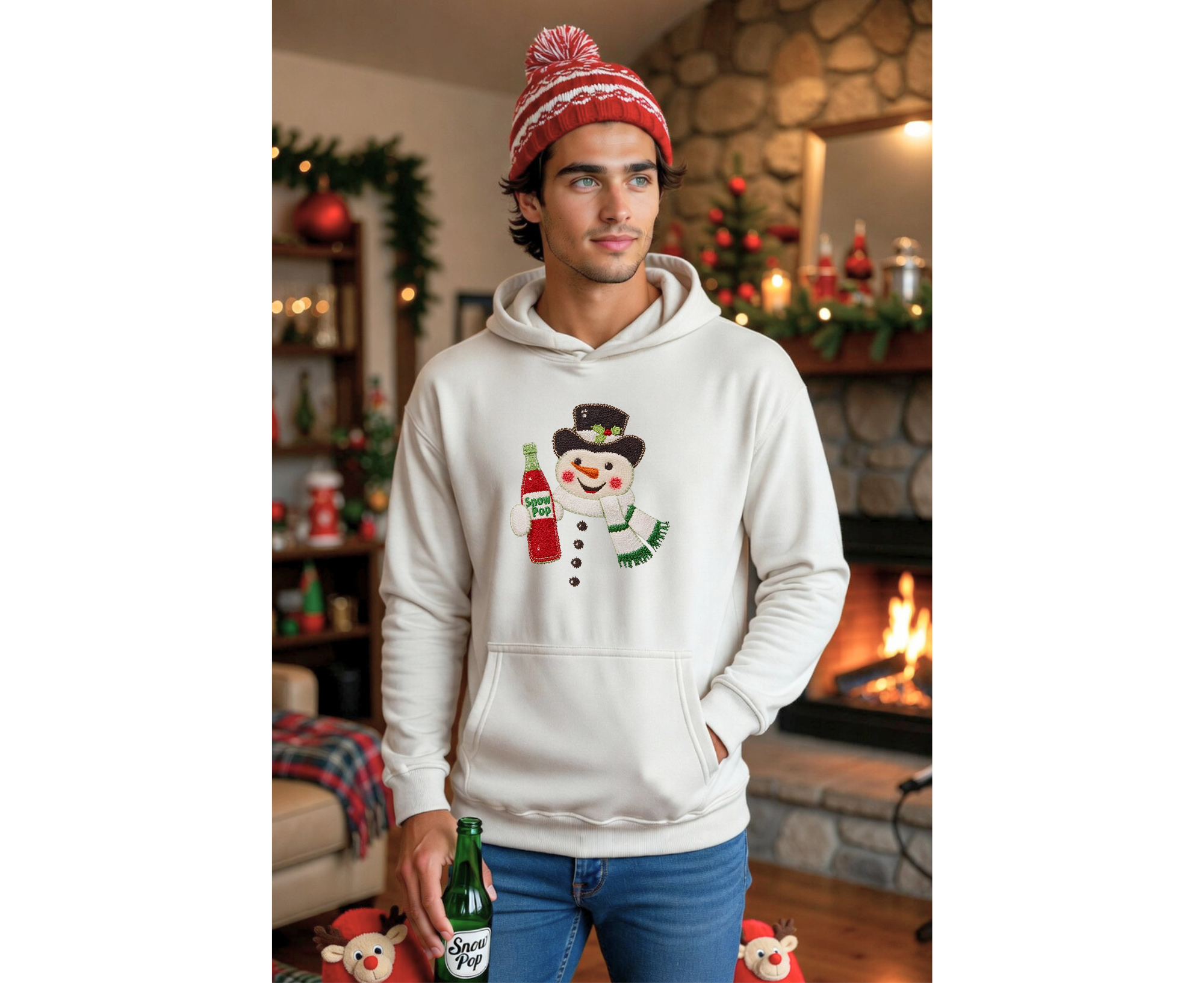 Snowman Holding Snow Pop, Holiday Hoodie - Festive Christmas Winter Sweatshirt