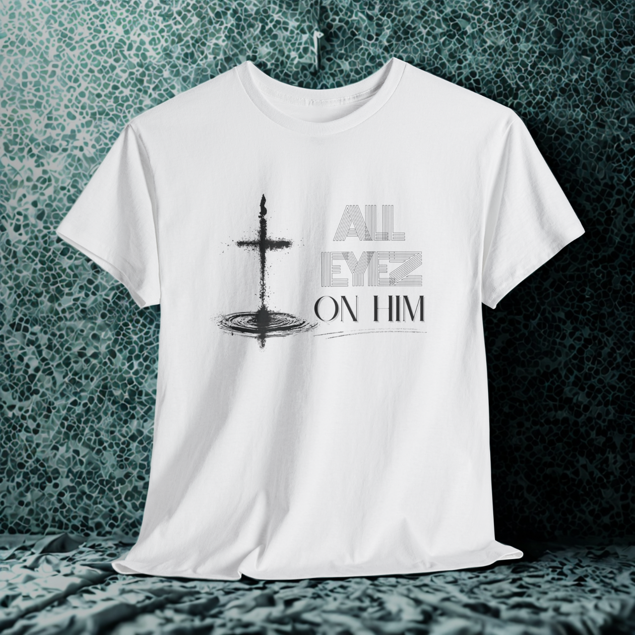 All Eyez On Him Christian T-Shirt — Minimalist Cross Graphic Faith Tee for Men & Women | Inspirational Bible Shirt product thumbnail image All Eyez On Him Christian T-Shirt — Minimalist Cross Graphic Faith Tee for Men & Women | Inspirational Bible Shirt product thumbnail image