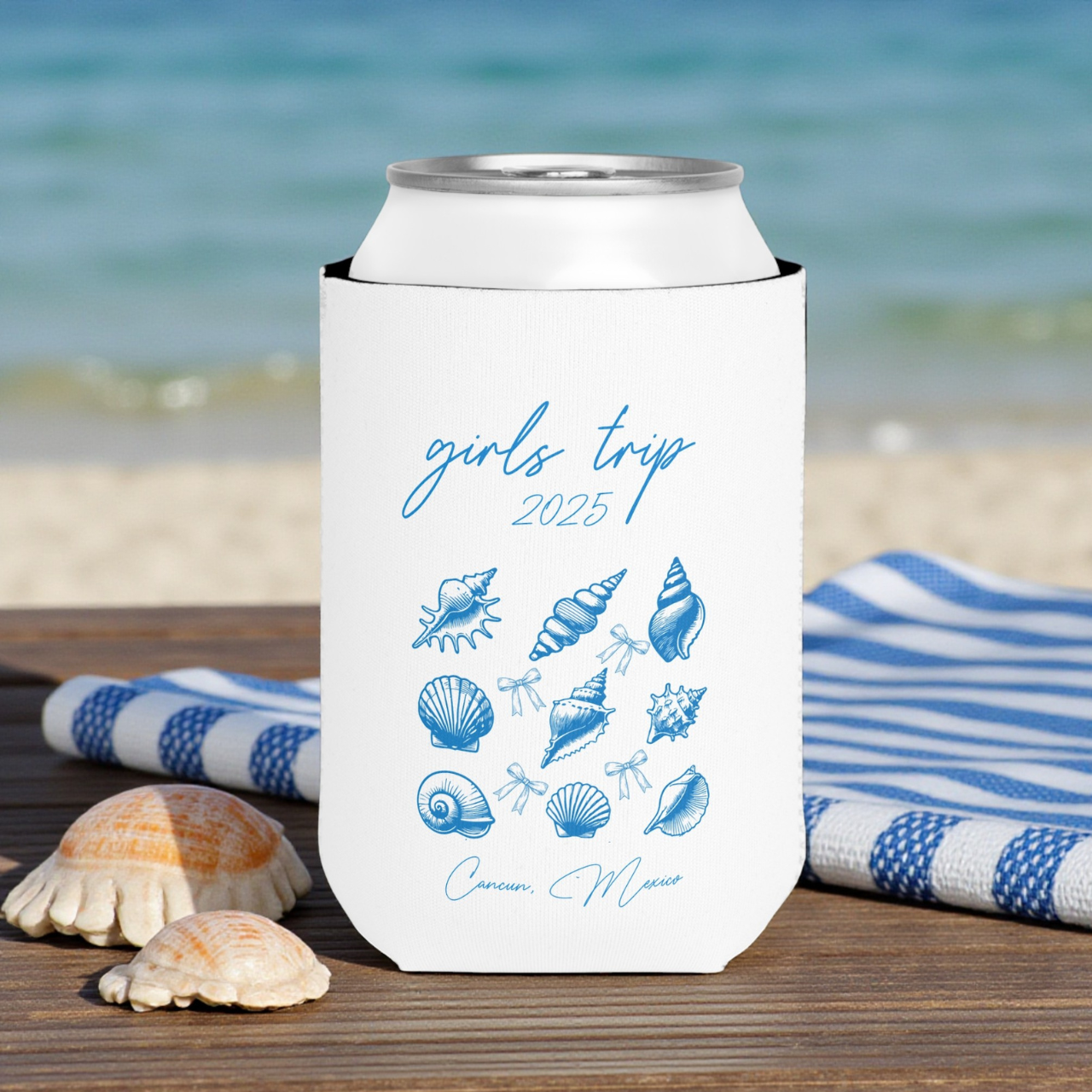 Girls Trip Koozie Personalized Can Cooler Custom Beach Shell Bachelorette Party Favor Summer Boat Day Gift Cute Drink Sleeve product thumbnail image Girls Trip Koozie Personalized Can Cooler Custom Beach Shell Bachelorette Party Favor Summer Boat Day Gift Cute Drink Sleeve product thumbnail image