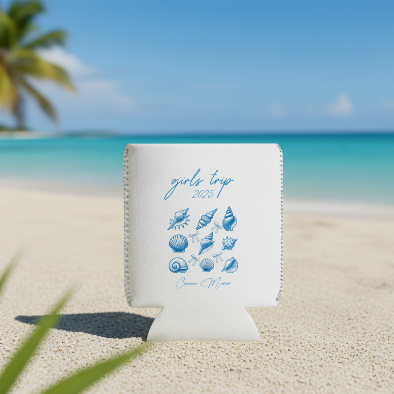 Girls Trip Koozie Personalized Can Cooler Custom Beach Shell Bachelorette Party Favor Summer Boat Day Gift Cute Drink Sleeve product thumbnail image