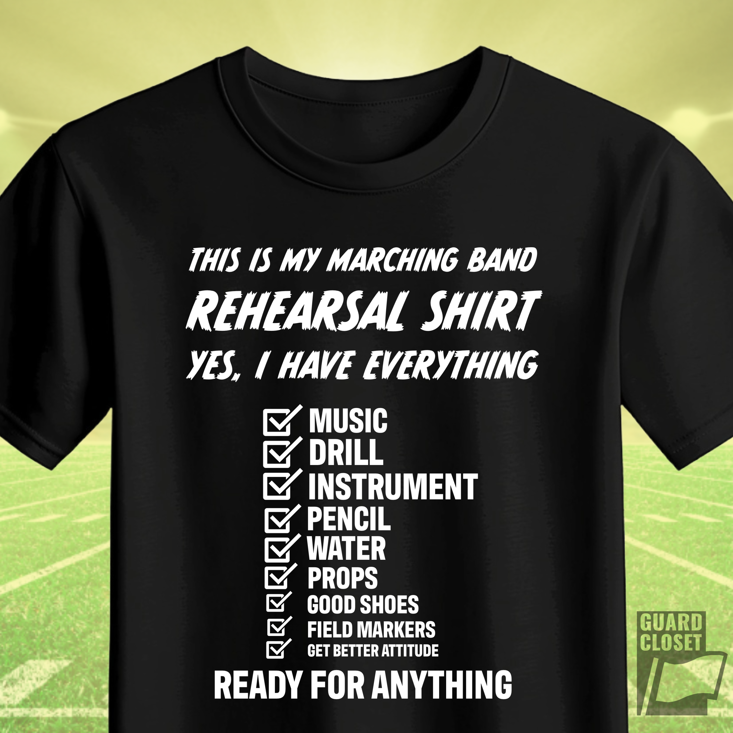 Rehearsal Checklist Tee — Marching Band Essential (Unisex) product thumbnail image Rehearsal Checklist Tee — Marching Band Essential (Unisex) product thumbnail image