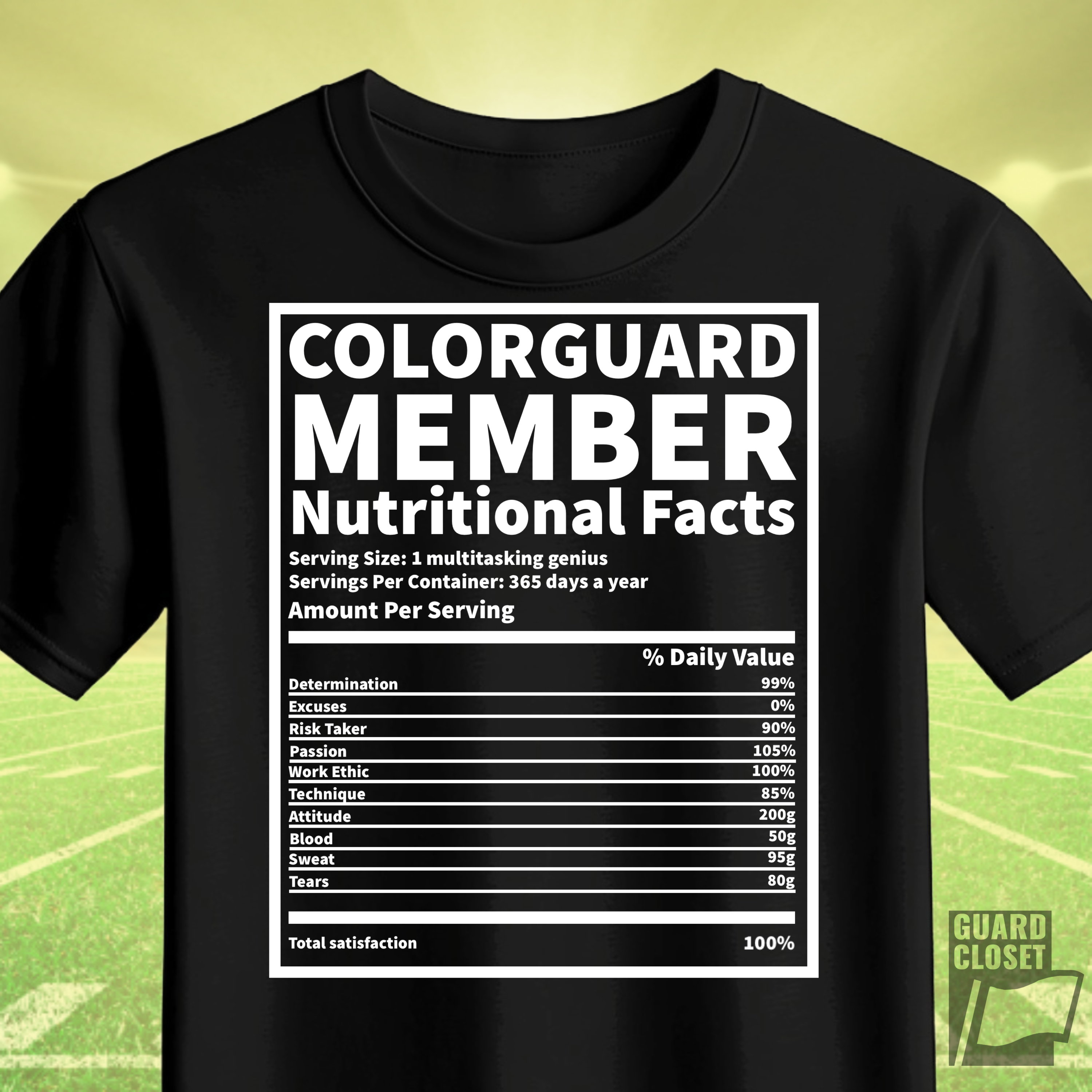 Colorguard Member Nutritional Facts T-Shirt product thumbnail image Colorguard Member Nutritional Facts T-Shirt product thumbnail image