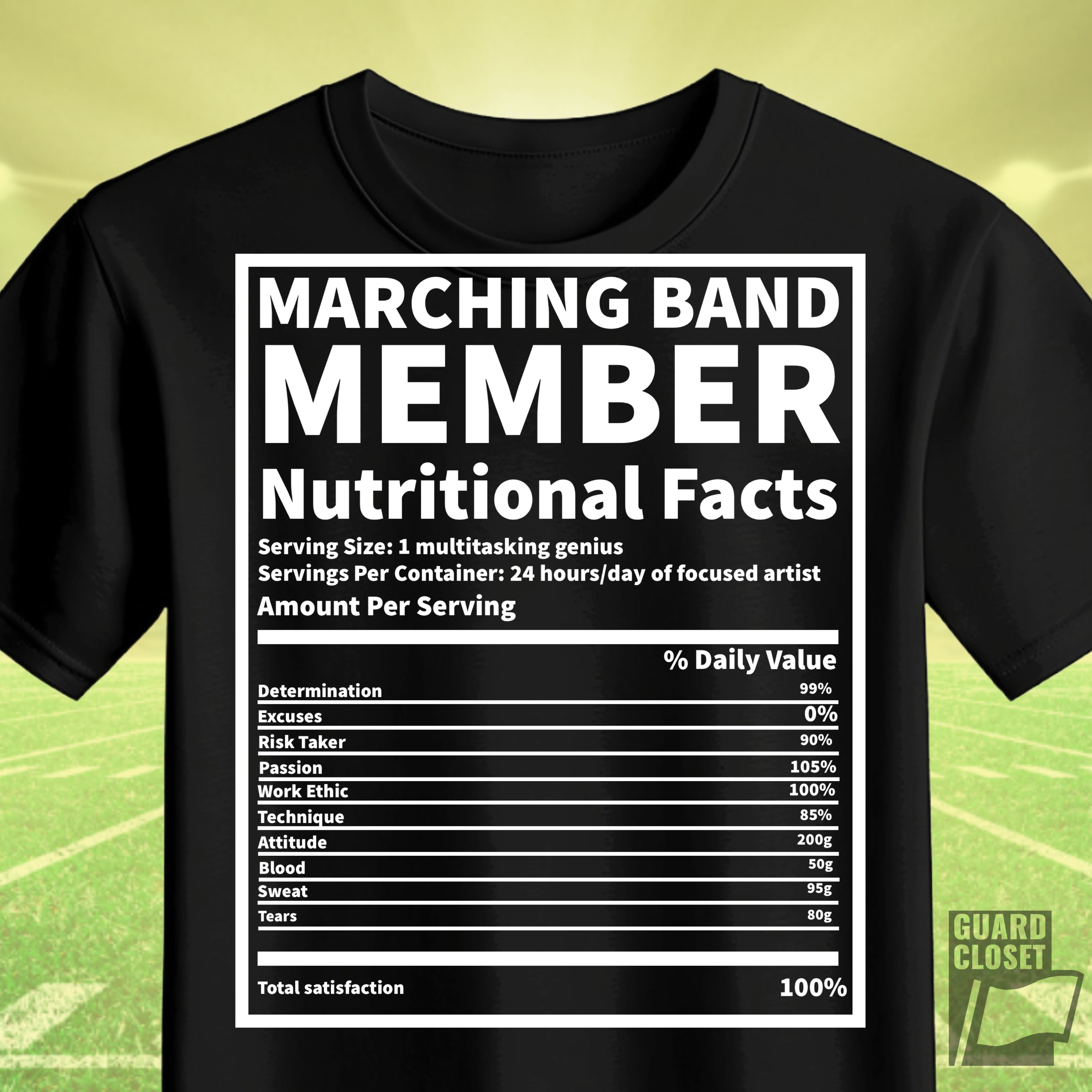 Marching Band Member Nutritional Facts T-Shirt - Unisex Tee