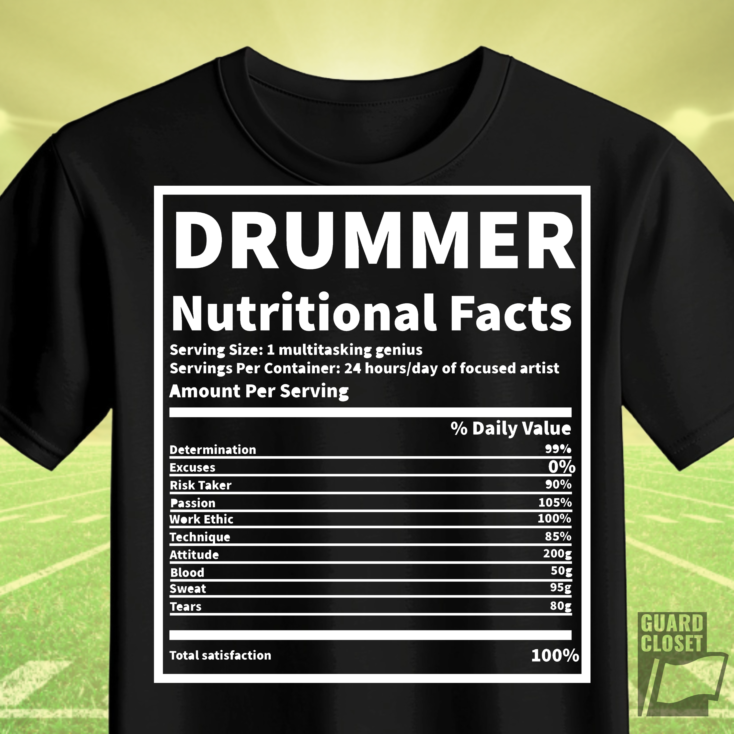 Drummer Nutritional Facts T‑Shirt product thumbnail image Drummer Nutritional Facts T‑Shirt product thumbnail image