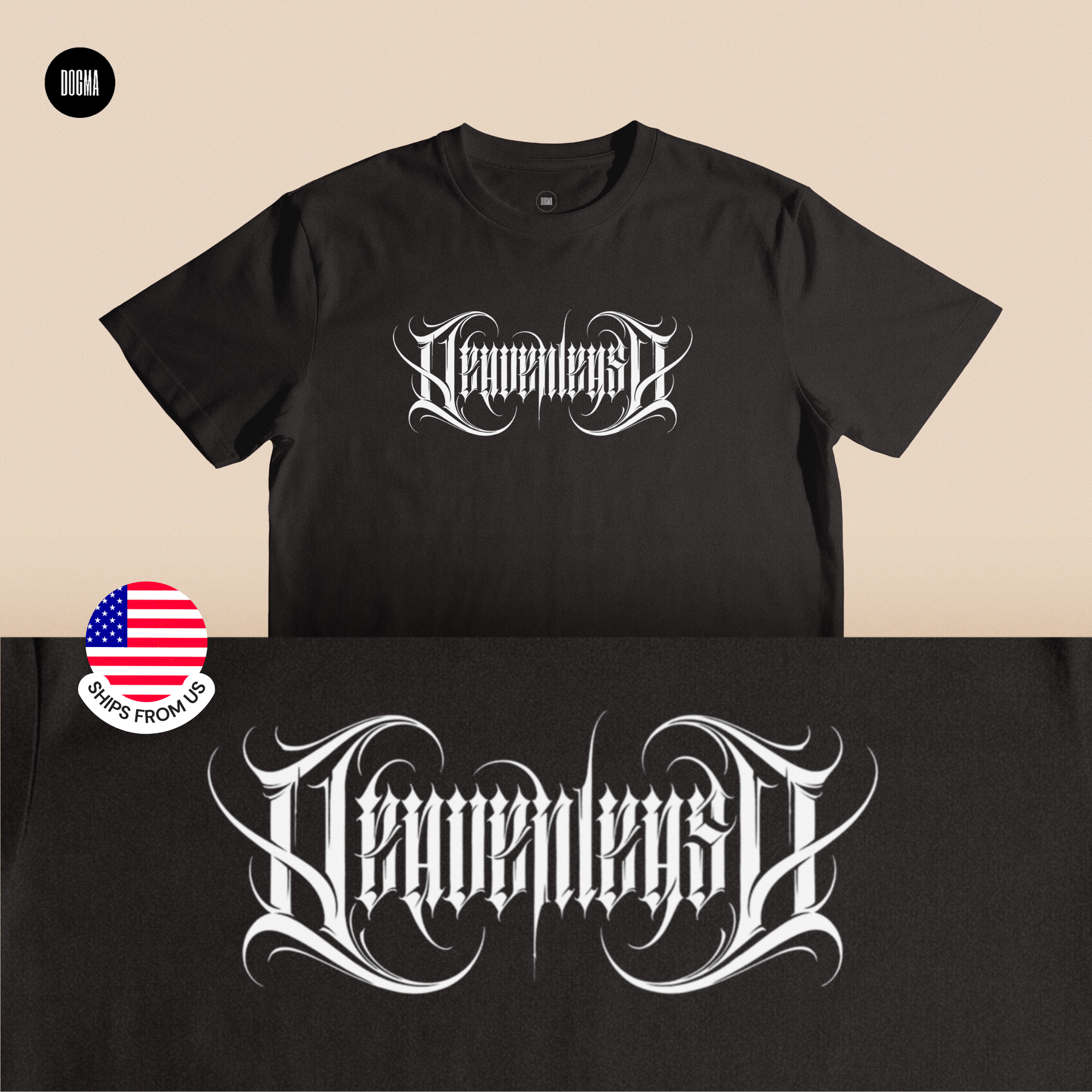 "Heavenleash" Gothic Lettering T-Shirt (Shipping from US) product thumbnail image