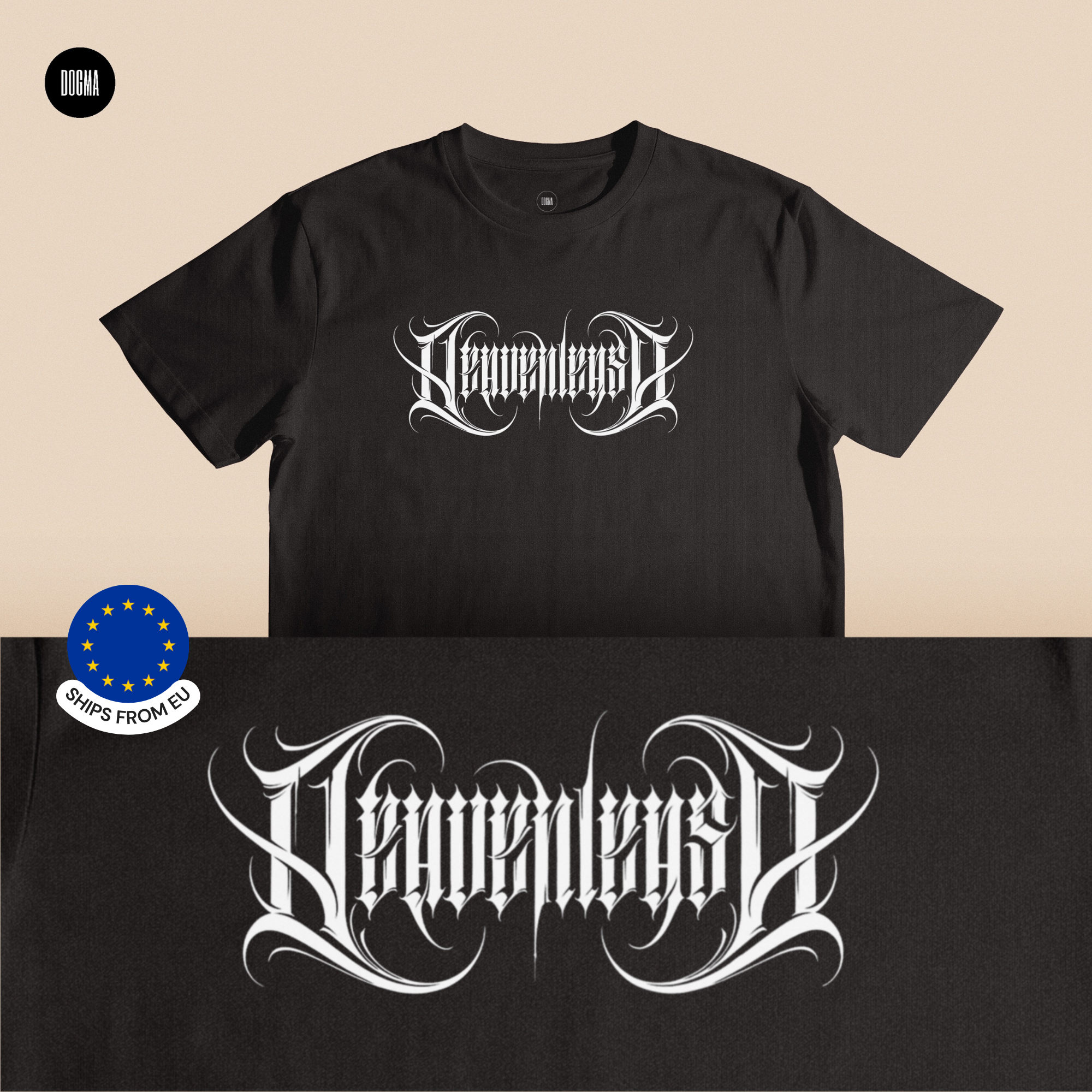  "Heavenleash" Gothic Lettering T-Shirt (Shipping from EU) product thumbnail image