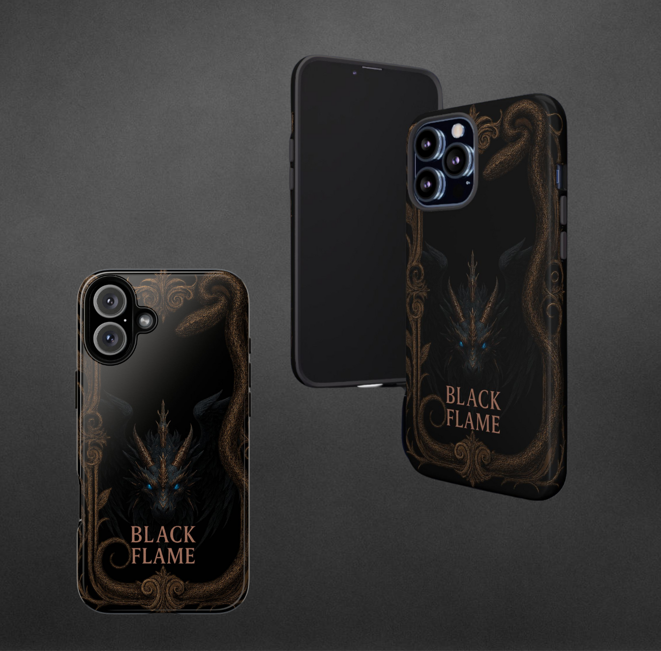 Black Flame Serpent Frame – Dark Copper Edition Phone Case