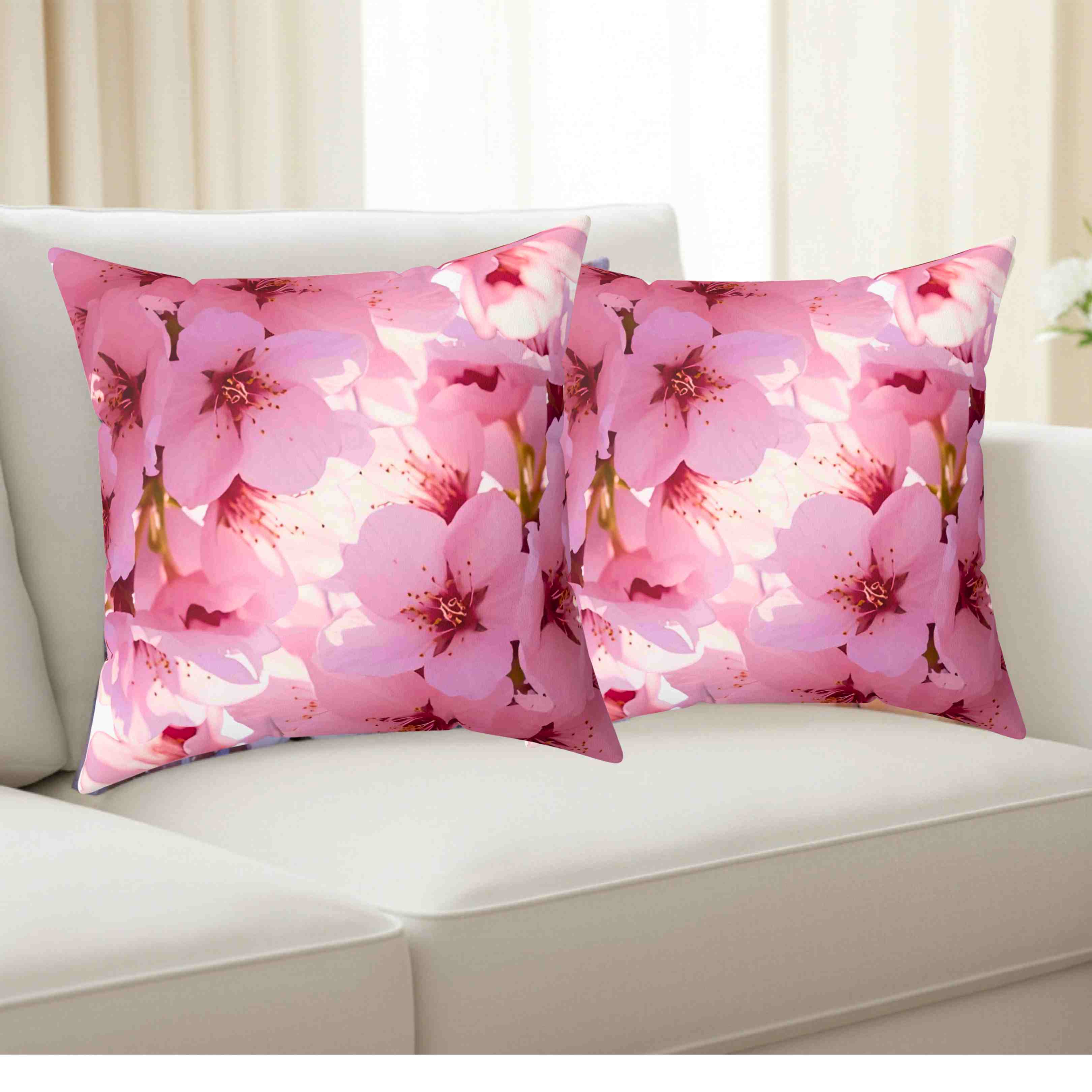Cherry Blossoms Throw Pillow — Pink Floral Decorative Cushion product thumbnail image