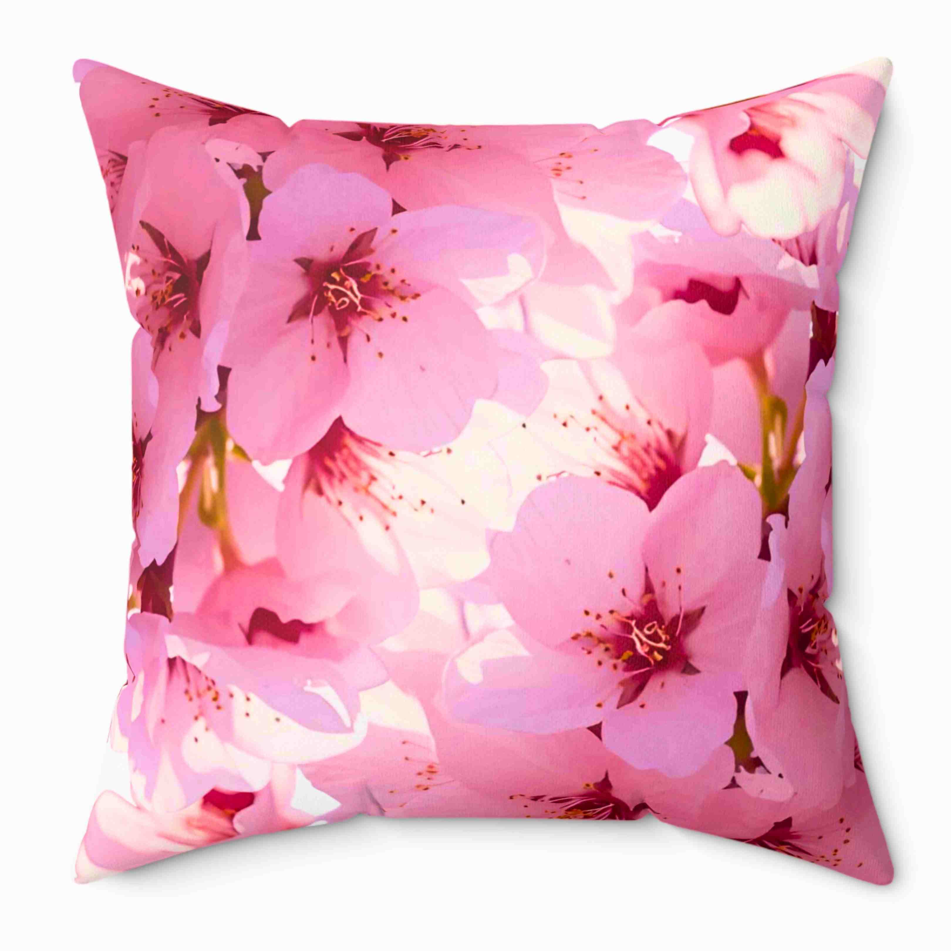 Cherry Blossoms Throw Pillow — Pink Floral Decorative Cushion product thumbnail image