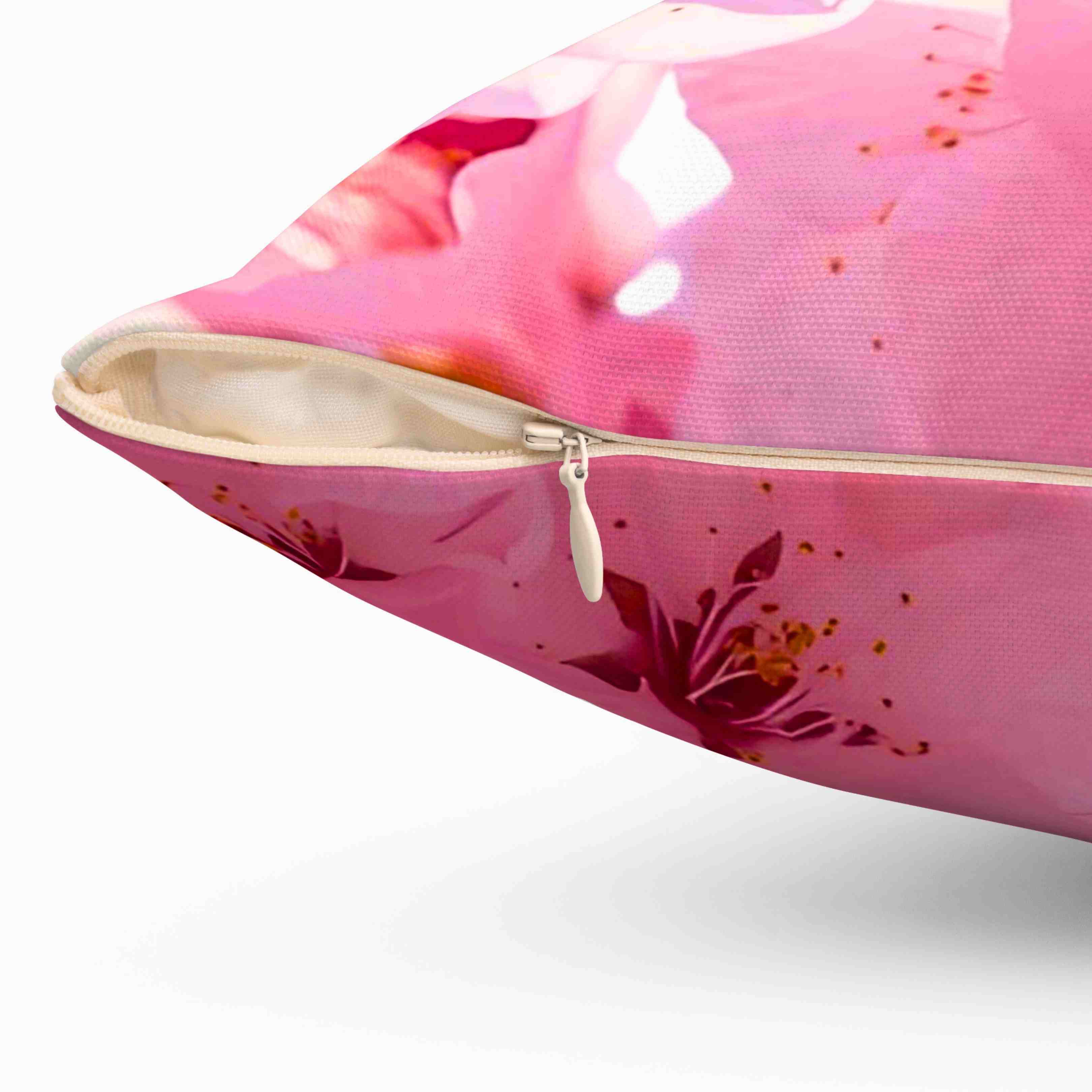 Cherry Blossoms Throw Pillow — Pink Floral Decorative Cushion product thumbnail image