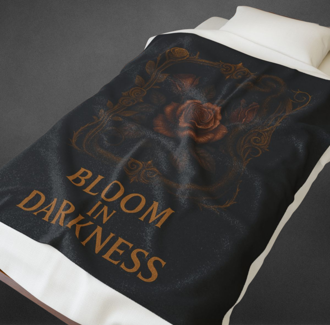 Bloom in Darkness – Gothic Floral Plush Throw