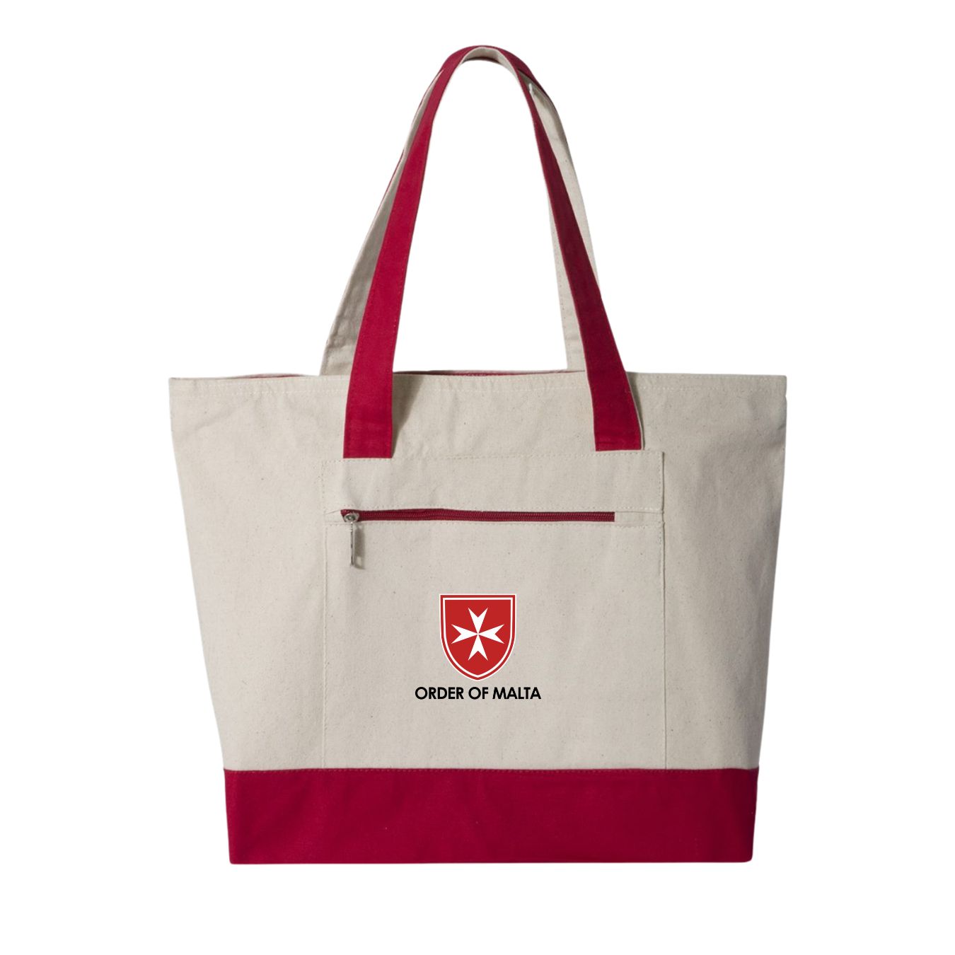 Order of Malta Canvas Tote Bag – Zippered Front Pocket, Shield Logo product thumbnail image Order of Malta Canvas Tote Bag – Zippered Front Pocket, Shield Logo product thumbnail image