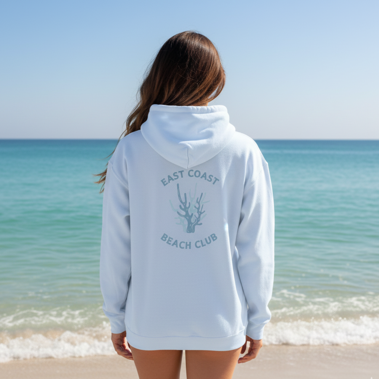 Beach Club Hoodie East Coast Coral Graphic Sweatshirt, Coastal Summer Hoodie, Ocean Inspired Pullover, Beachwear Gift for Her, Coastal Style product thumbnail image Beach Club Hoodie East Coast Coral Graphic Sweatshirt, Coastal Summer Hoodie, Ocean Inspired Pullover, Beachwear Gift for Her, Coastal Style product thumbnail image