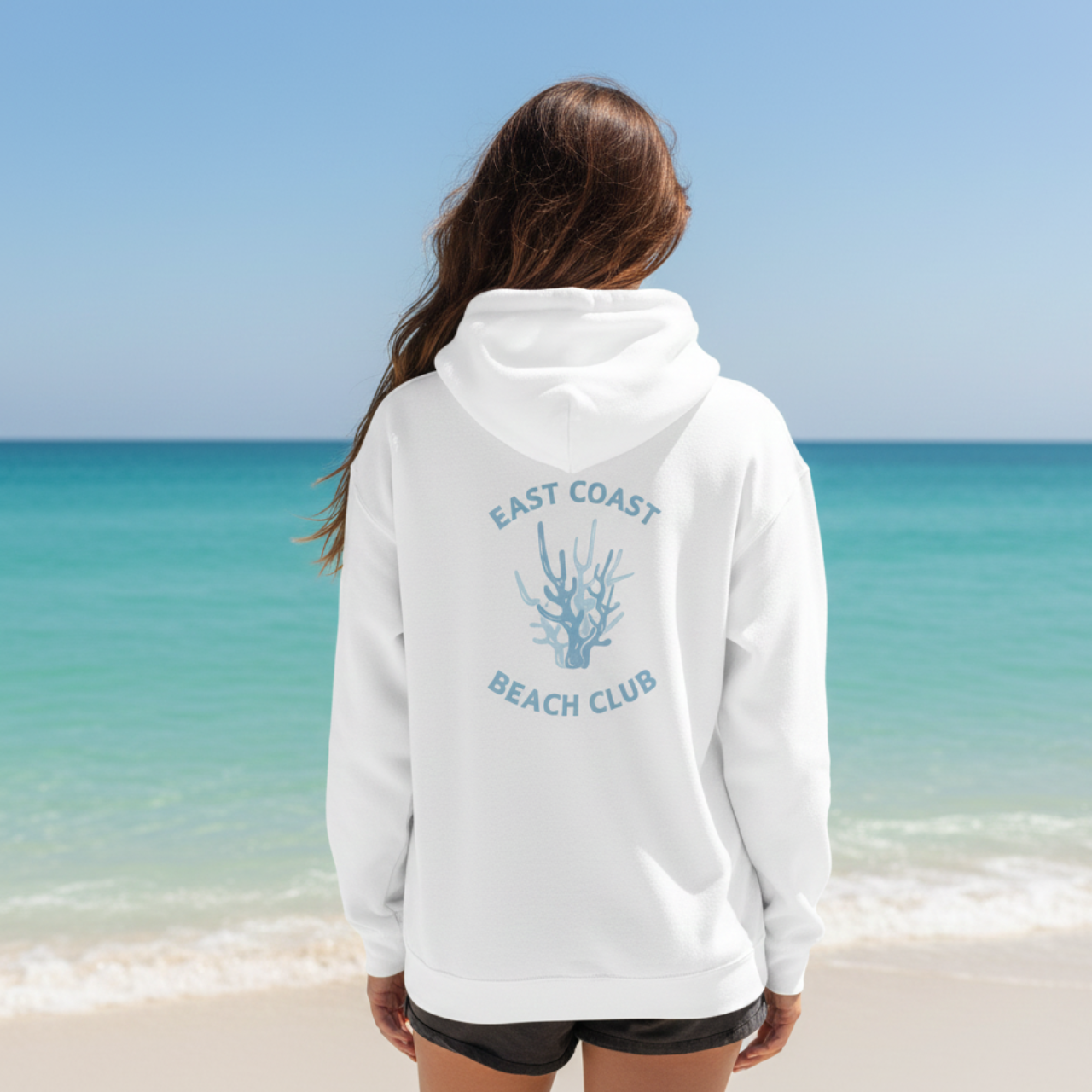 Beach Club Hoodie East Coast Coral Graphic Sweatshirt, Coastal Summer Hoodie, Ocean Inspired Pullover, Beachwear Gift for Her, Coastal Style product thumbnail image Beach Club Hoodie East Coast Coral Graphic Sweatshirt, Coastal Summer Hoodie, Ocean Inspired Pullover, Beachwear Gift for Her, Coastal Style product thumbnail image