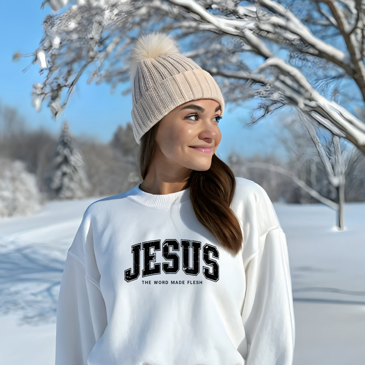Jesus the Word Made Flesh Gildan Crewneck Sweatshirt | Christian Unisex Sweatshirt | Faith Apparel | Religious Gift product thumbnail image