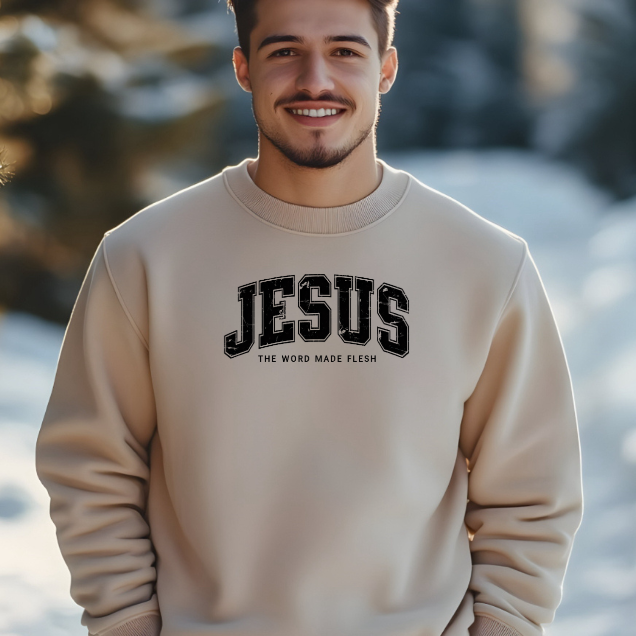 Jesus the Word Made Flesh Gildan Crewneck Sweatshirt | Christian Unisex Sweatshirt | Faith Apparel | Religious Gift product thumbnail image
