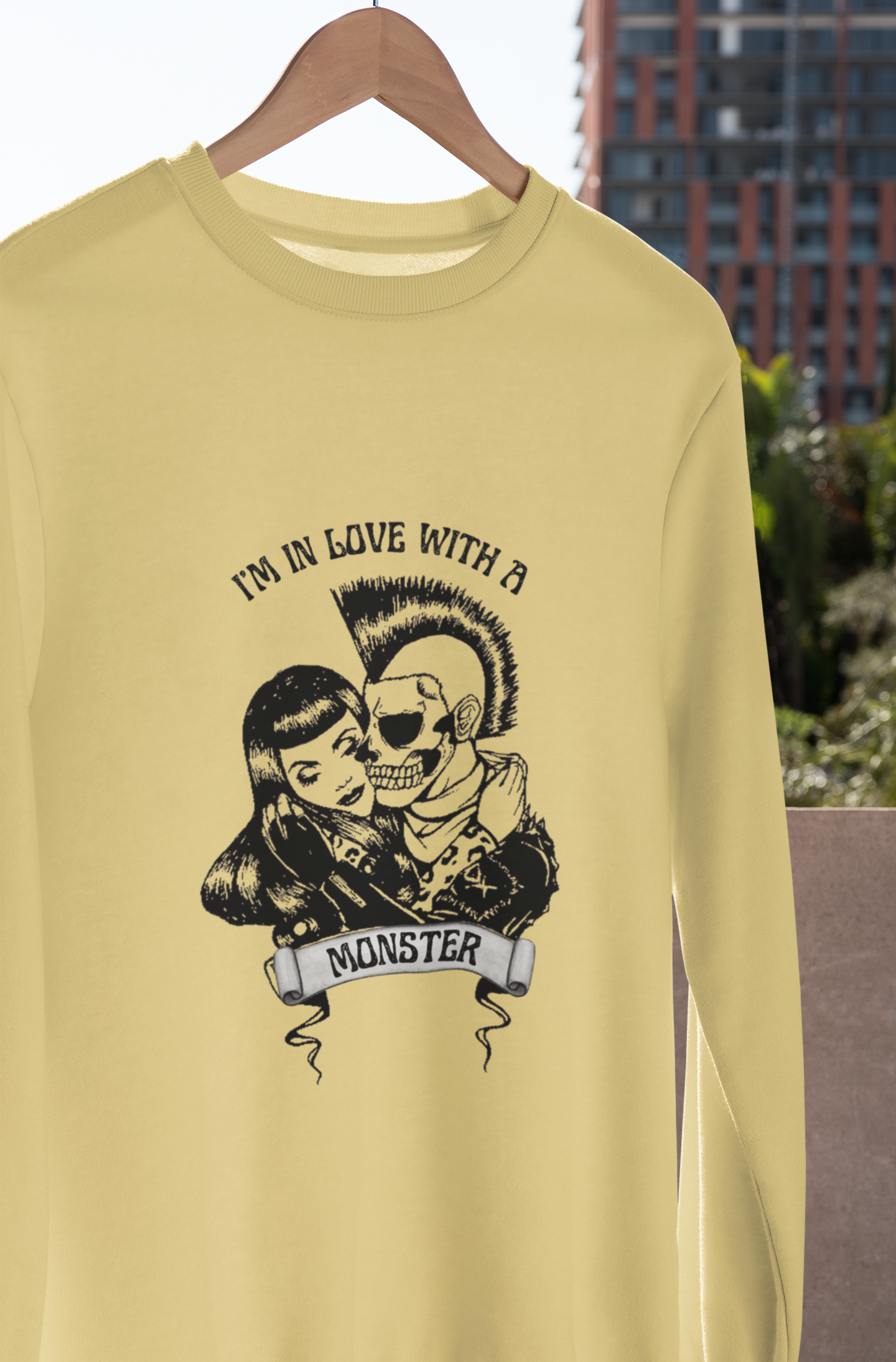Rockabilly Revival Sweatshirt — "I'm in Love with a Monster" Retro Band Crewneck product thumbnail image Rockabilly Revival Sweatshirt — "I'm in Love with a Monster" Retro Band Crewneck product thumbnail image