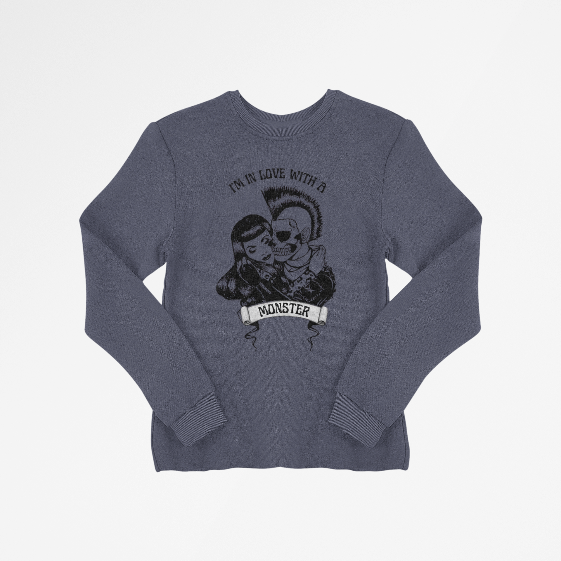 Rockabilly Revival Sweatshirt — "I'm in Love with a Monster" Retro Band Crewneck product thumbnail image Rockabilly Revival Sweatshirt — "I'm in Love with a Monster" Retro Band Crewneck product thumbnail image